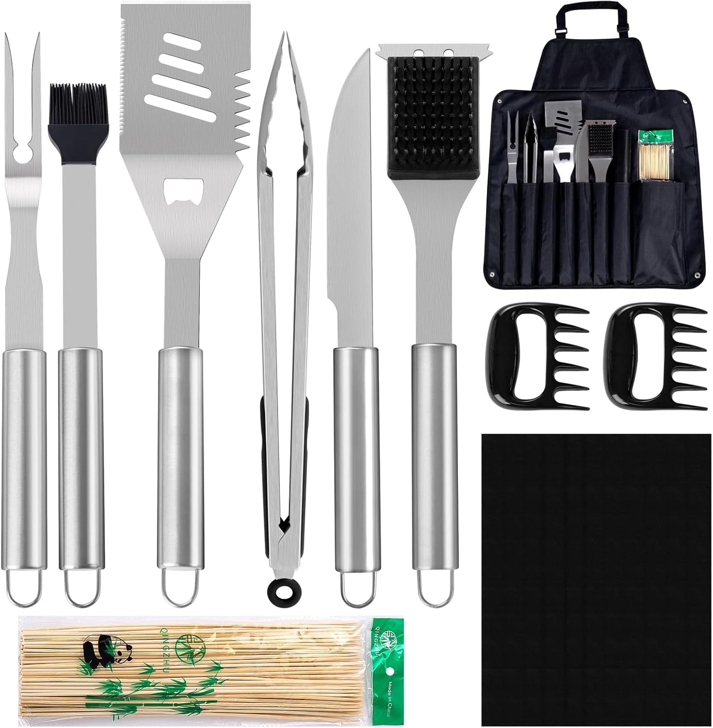 Supernal 110PCS Large Grilling Accessories,BBQ Accessories Heavy Duty Stainless Steel BBQ Grill Tools Set-Spatula,Tongs,Cleaning Brush & Meat Claws for Grills Outdoor Cooking,Gifts for Men Dad