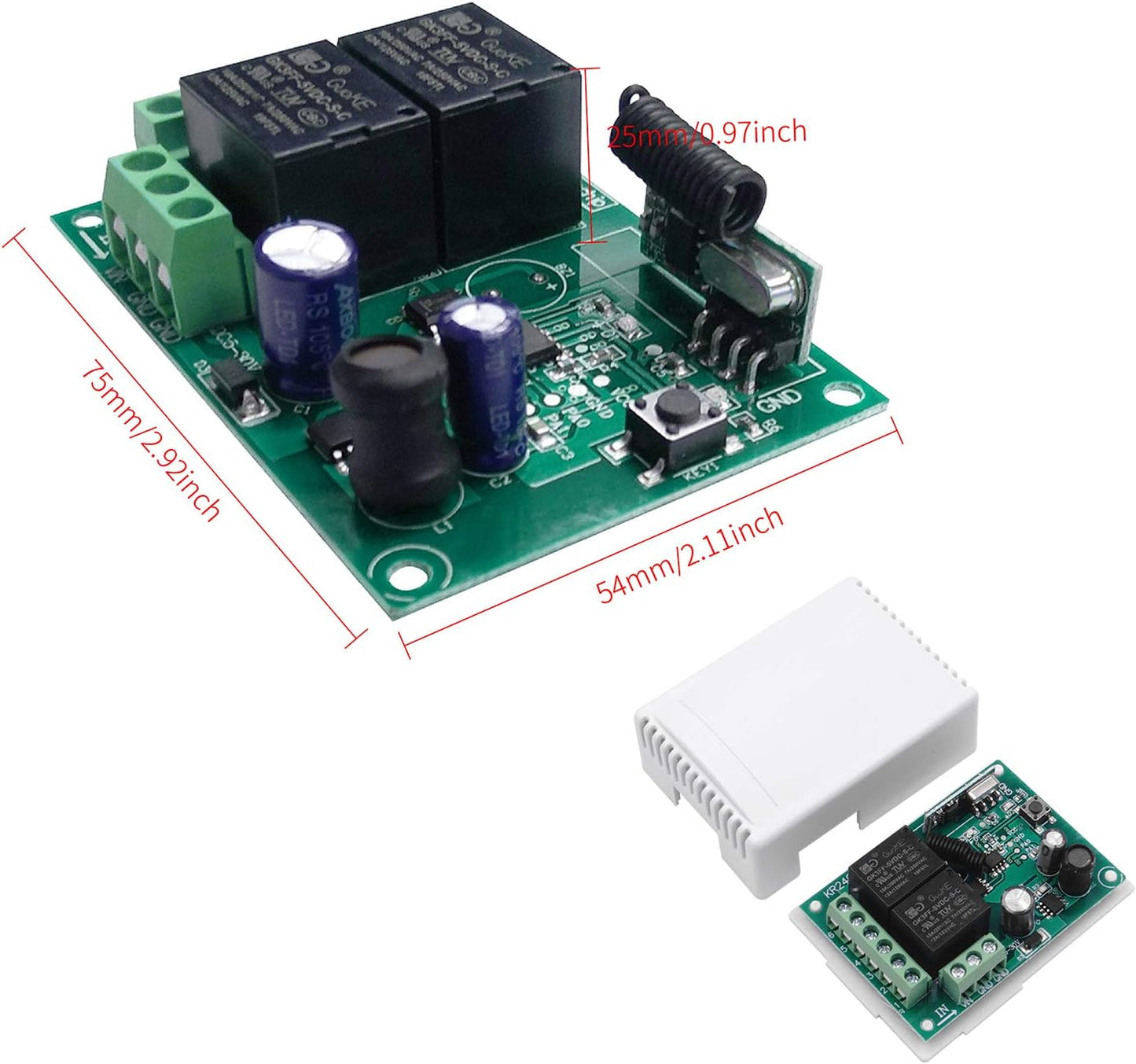 QIACHIP 12V 24V Wireless RF Remote Control Relay Switch Universal 2 Ch 433MHz Receiver Momentary or Toggle Switch with 2 Transmitters for Garage Door Openers LED Lights Motor Curtain