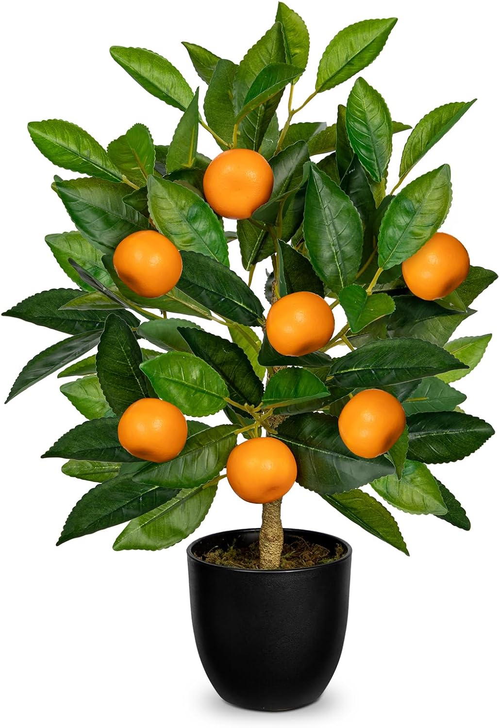 Artificial Potted Plants 15.7 inches Fake Orange Tree Artificial Citrus Fruit Plant with Black Pot Faux Plants Indoor for Home,Office, Living Room Table, Desk