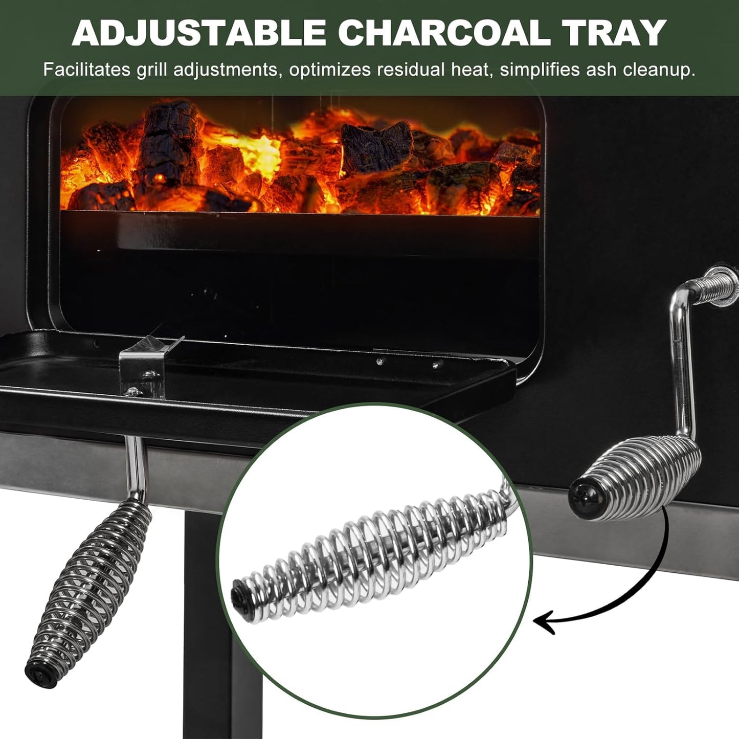 Charcoal Grills, Large Outdoor BBQ Grill Offset Smoker with Side Table Heavy Duty Outside Barbecue Grills Cooking Backyard Patio (Enamel Grill Grate)