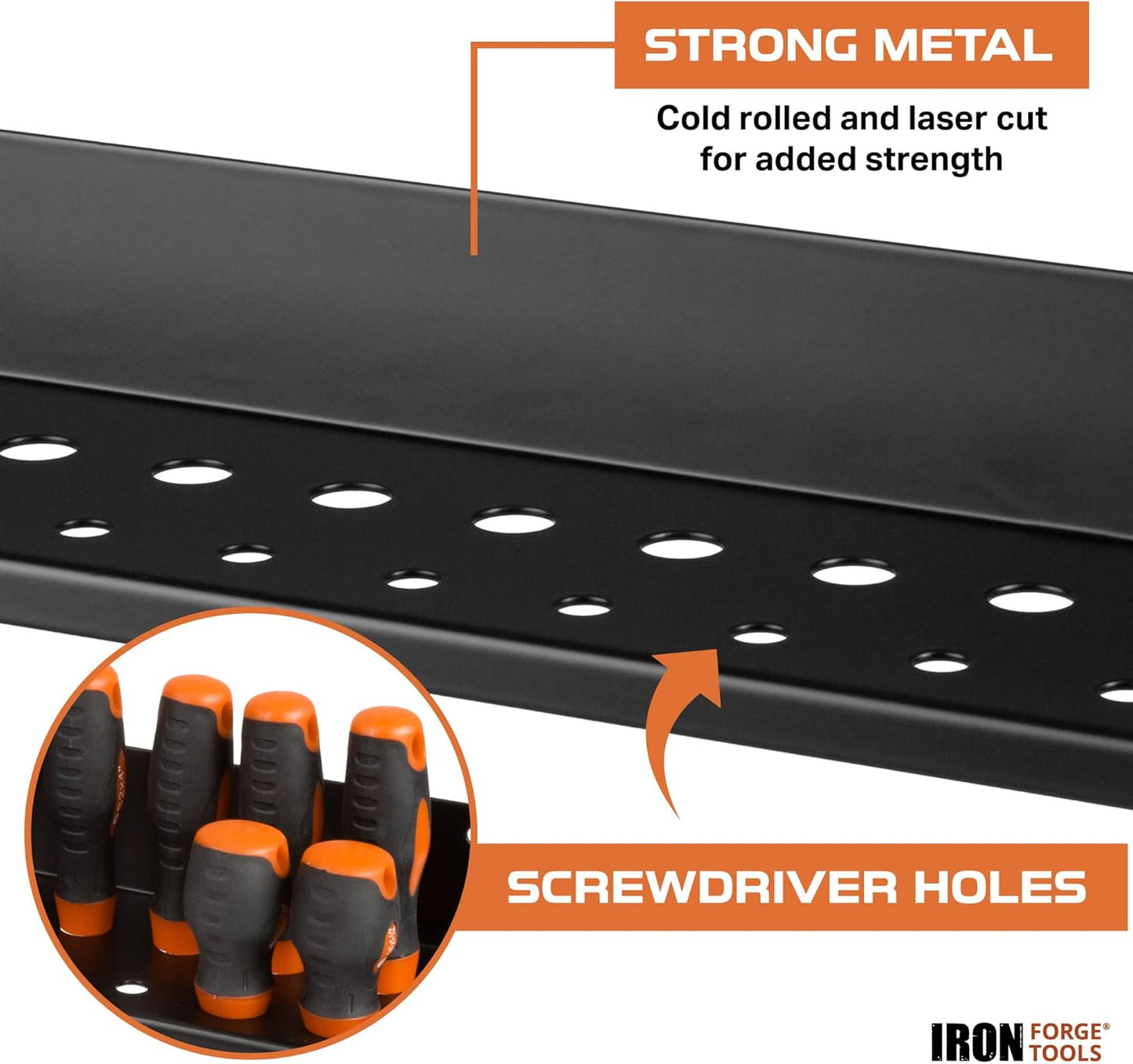 Metal Hand Tool Organizer, Hammer & Pliers and Screwdriver Storage Rack - Wall Mounted Holder for Workshop, Organizer and Storage