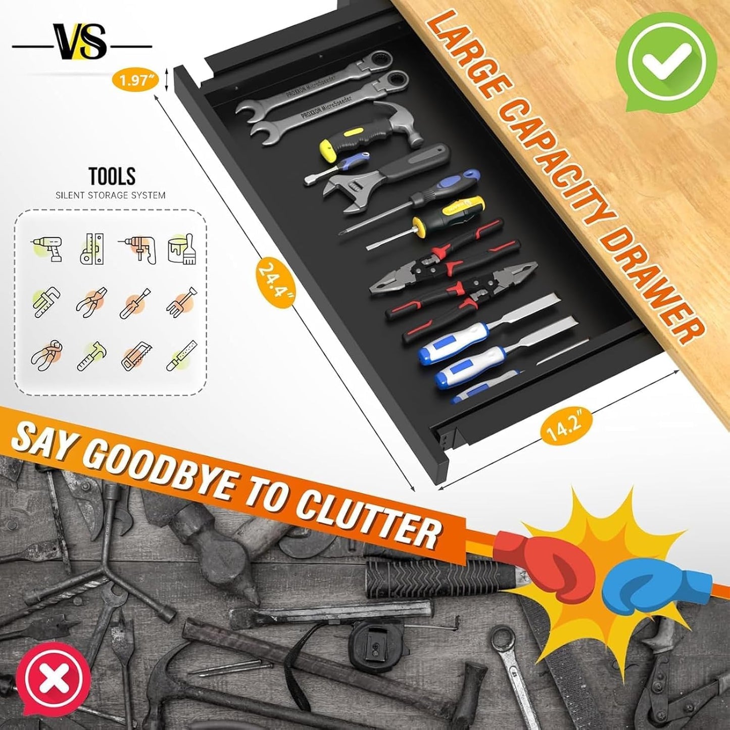 60" Work Bench with Wheels, Adjustable Height Workbench with Drawers, Heavy-Duty Work Table with Power Outlets, 2000 LBS Capacity Workstation for Garage, Workshop, Office, Home