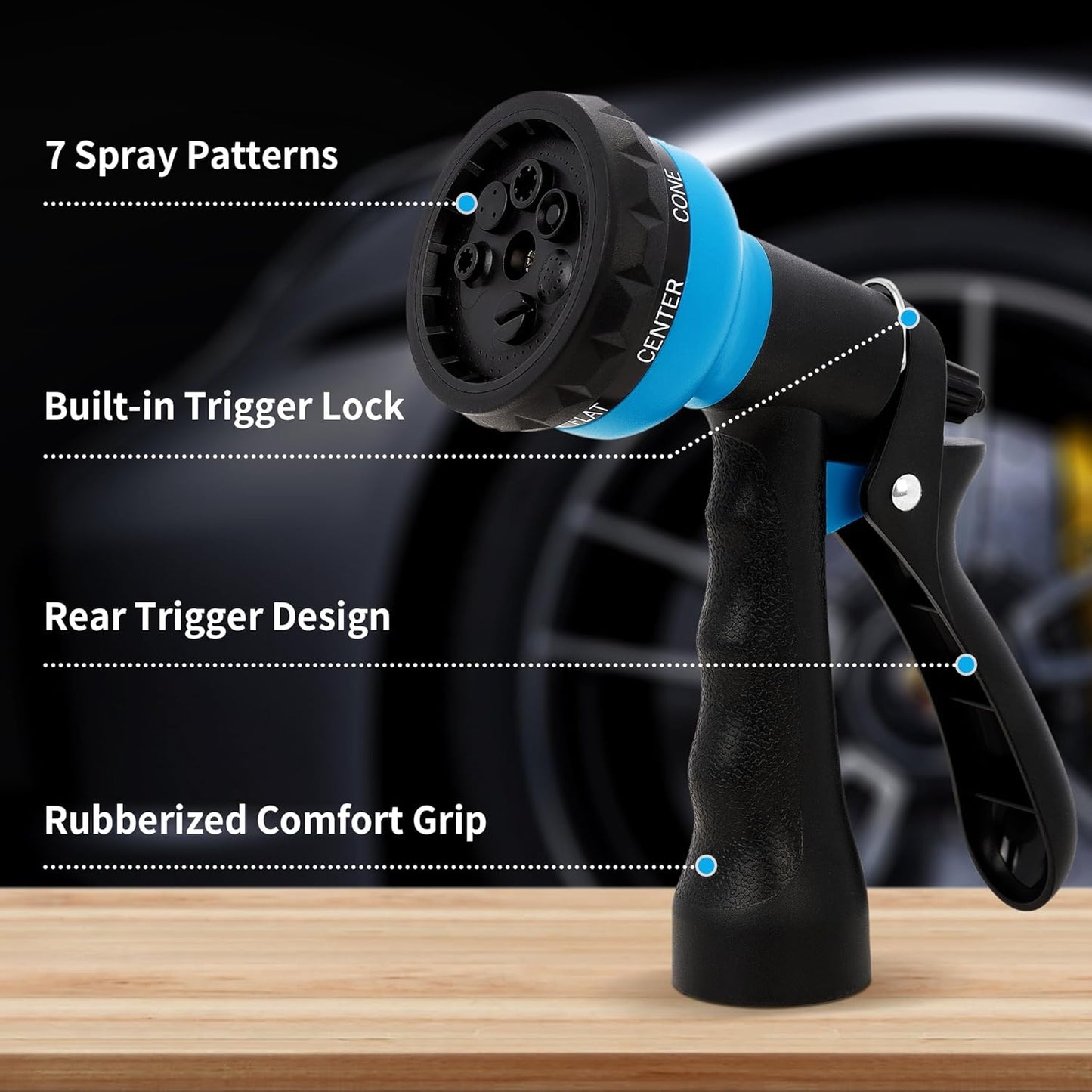 NEXCOVER Hose Nozzle, Garden Hose Nozzle - 7 Adjustable Watering Patterns, Heavy Duty Hose Nozzle Sprayer, Garden Sprayer Hose Attachment for Car Washing,Watering Plants,Pets Showering,Lawns Cleaning