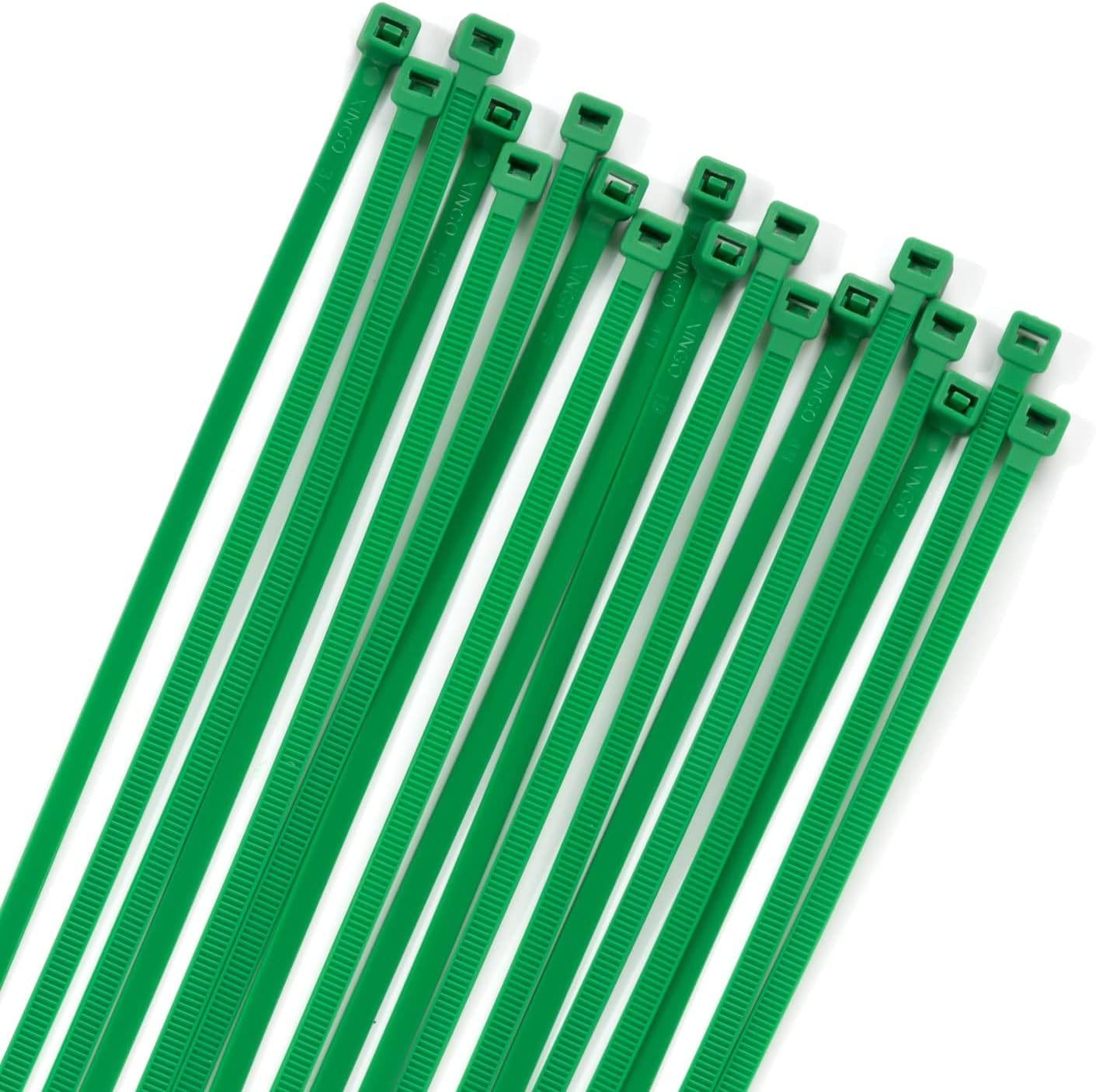 XINGO 100PCS Cable Zip Ties Heavy Duty, Premium Nylon Plastic Wire Ties with 50 Pounds Tensile Strength, Self-Locking Black Nylon Zip Ties for Indoor and Outdoor (12 inch, Green)
