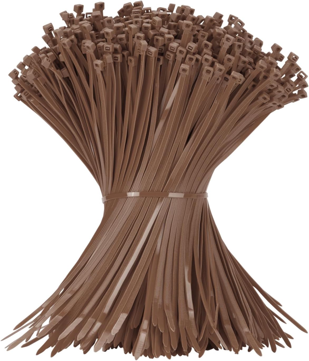 12 Inch Zip Ties Brown 1000 PCS, 50 Lbs- Heavy Duty Tensile Strength, Nylon PA66 UV Resistant Cable Ties for Indoor and Outdoor Use - Ideal for object bundling and fastening