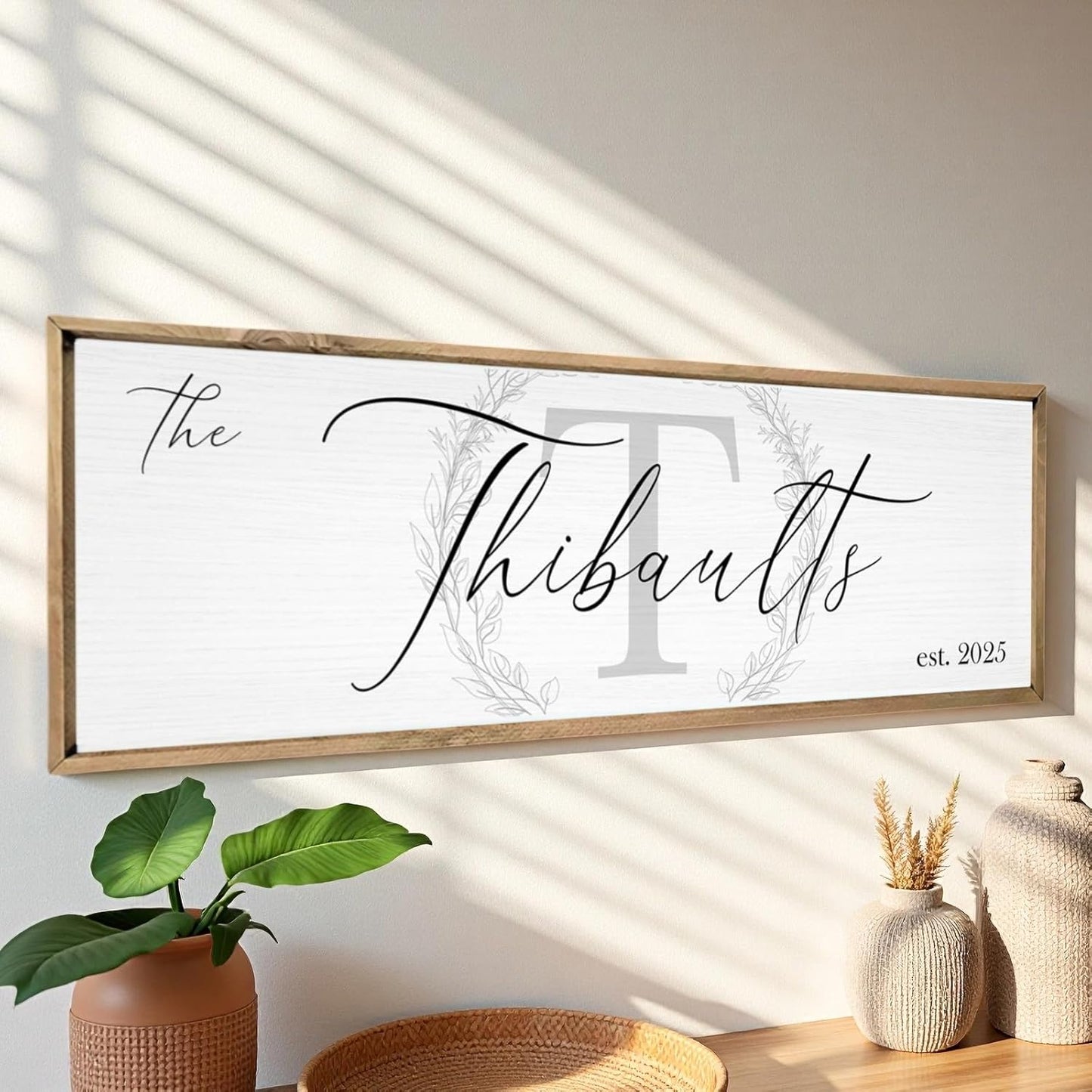 Last Name Signs for Home, Personalized Wall Decor, Monogram Gifts, Framed Wooden Family Name Sign for Home Decor, Custom Wood Signs, Established Signs