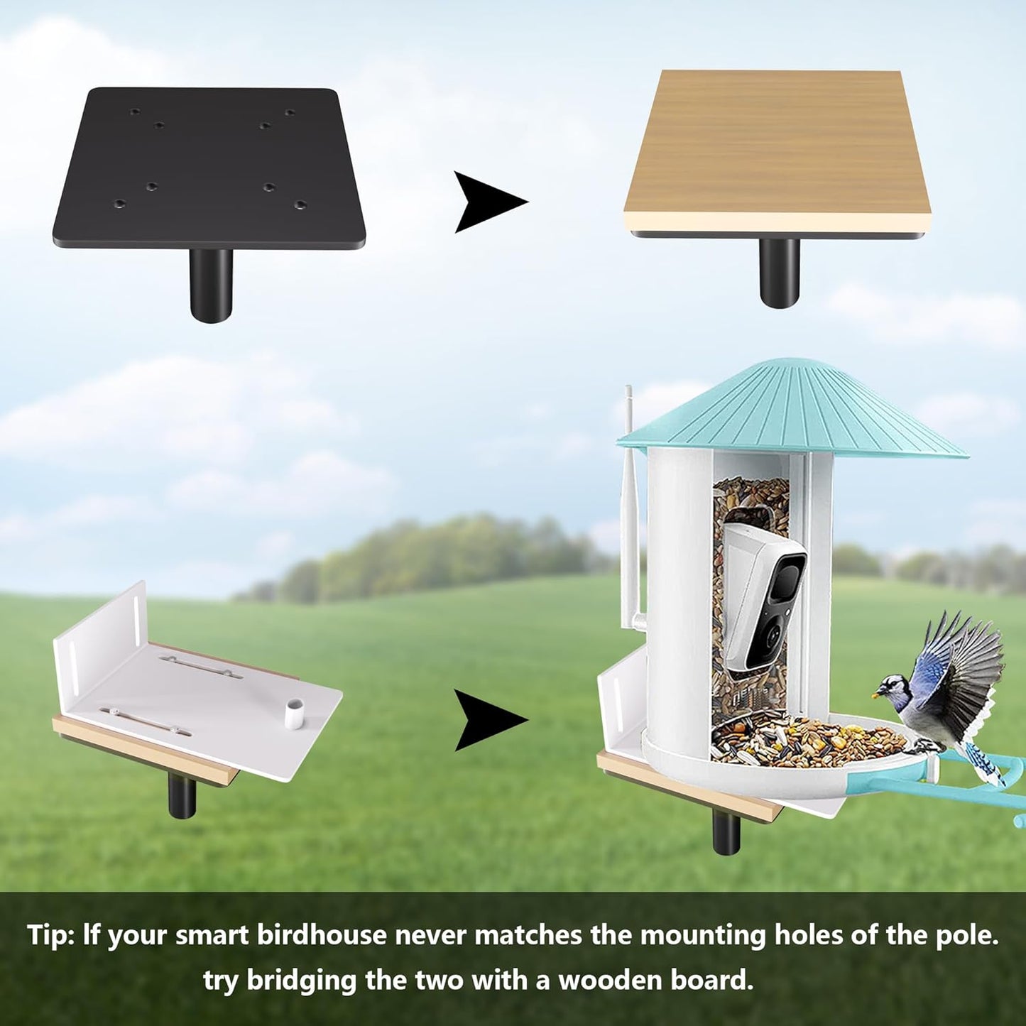 Bird Feeder Pole Kit, 79 Inch Bird House Pole for Outdoors Heavy Duty,5 Base Prongs Adjustable Birds Feeder Stand for House