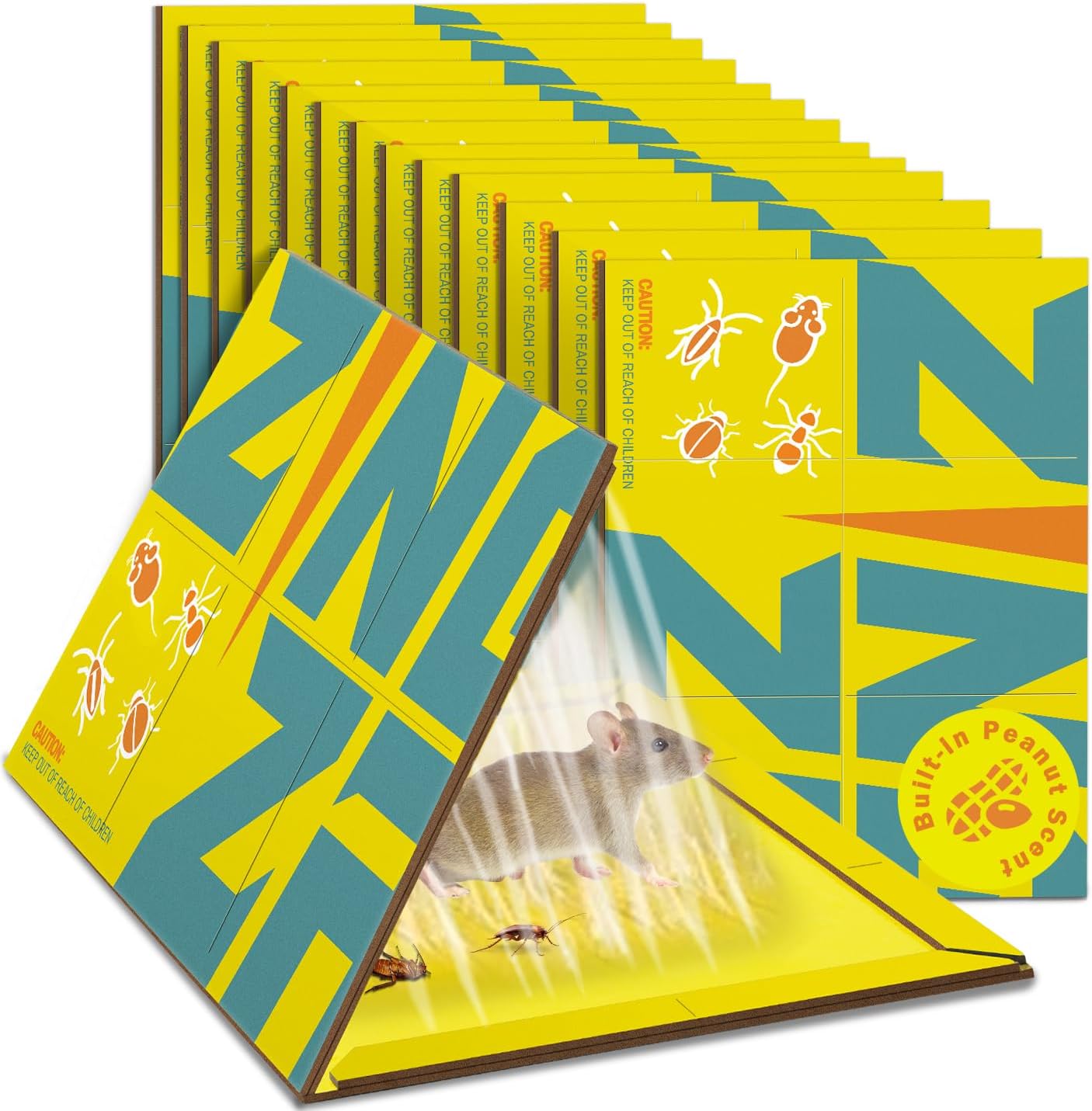 Mouse Trap Glue Board 13-Pack, 3X Faster Catch with Built-in Peanut Scent, Sticky Trap for Crawling Pests, Rats & Mice Extra Heavy & Sticky, Biodegradable, Indoors Home & Commercial