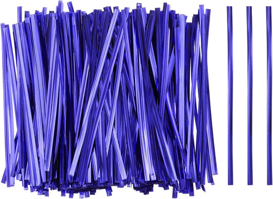 HARFINGTON 800pcs Bag Twist Ties 4.7" Reusable Plastic Metallic Twist Ties Wire Cable Ties for Party Bread Candy Cake, Blue