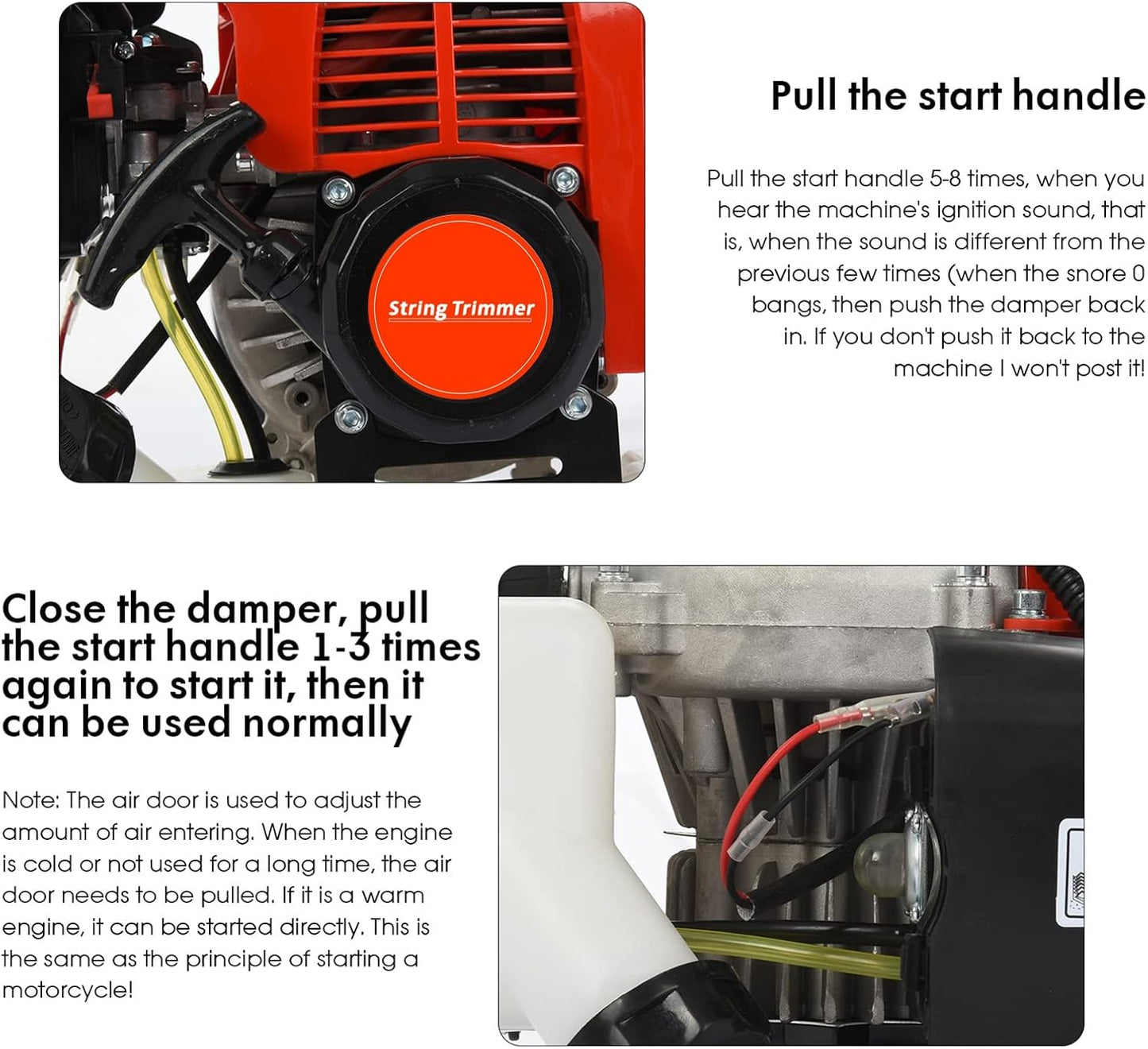 Weed Eater Gas Powered 52cc - 2 Cycle, 5 in 1 Grass Trimmer, Gas Hedge Trimmer, String Trimmer, Brush Cutter, Pole Saw with Extension Pole, Multi Functionallandscaping Tools & Equipmen Red