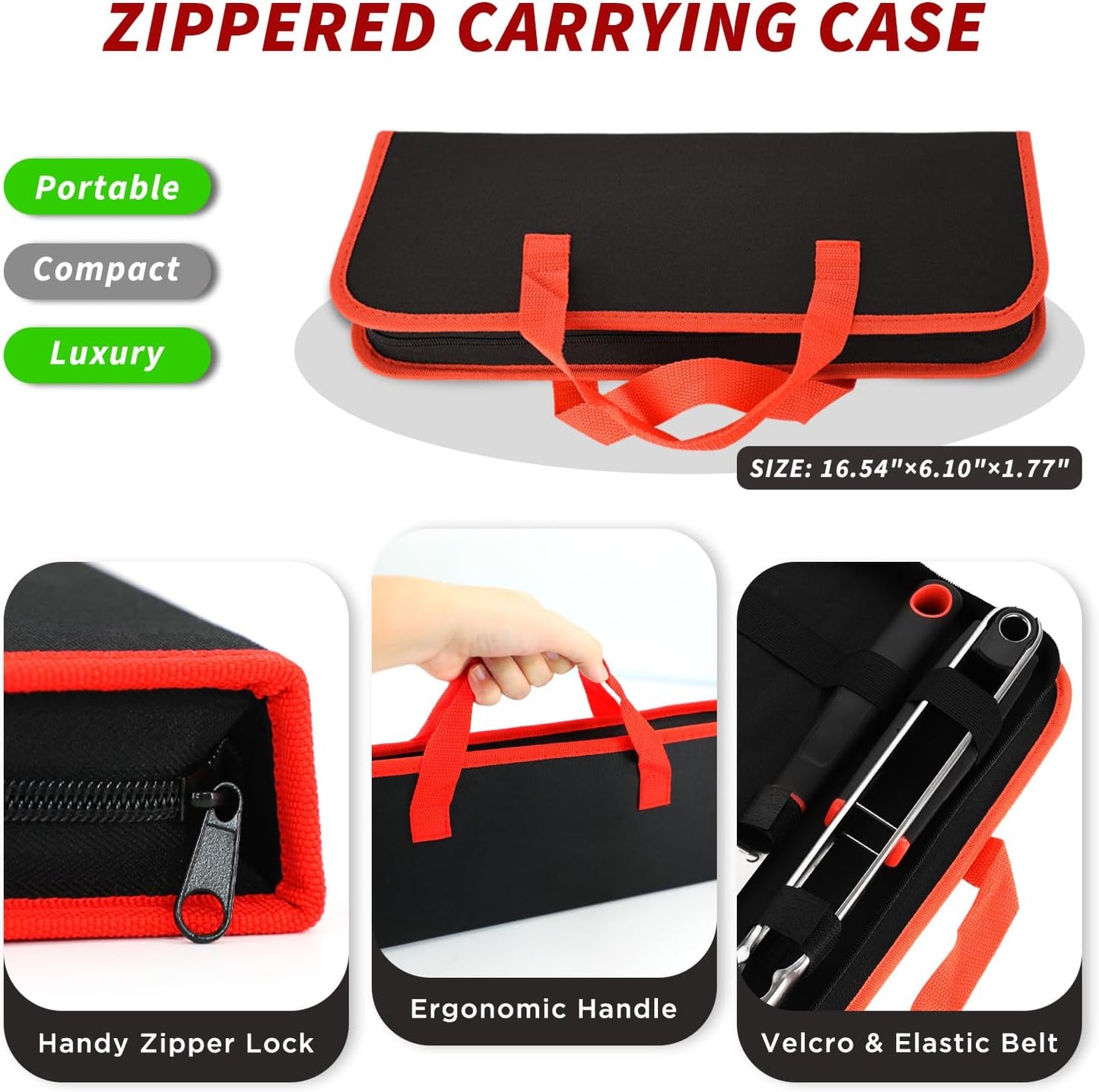 BBQ Tools Set, Heavy Duty Stainless Steel Spatula, Fork & Tongs with Portable Bag, Essential Accessories for Barbecue Outdoor Grill, Grilling Gifts for Men Dad Camp Chef