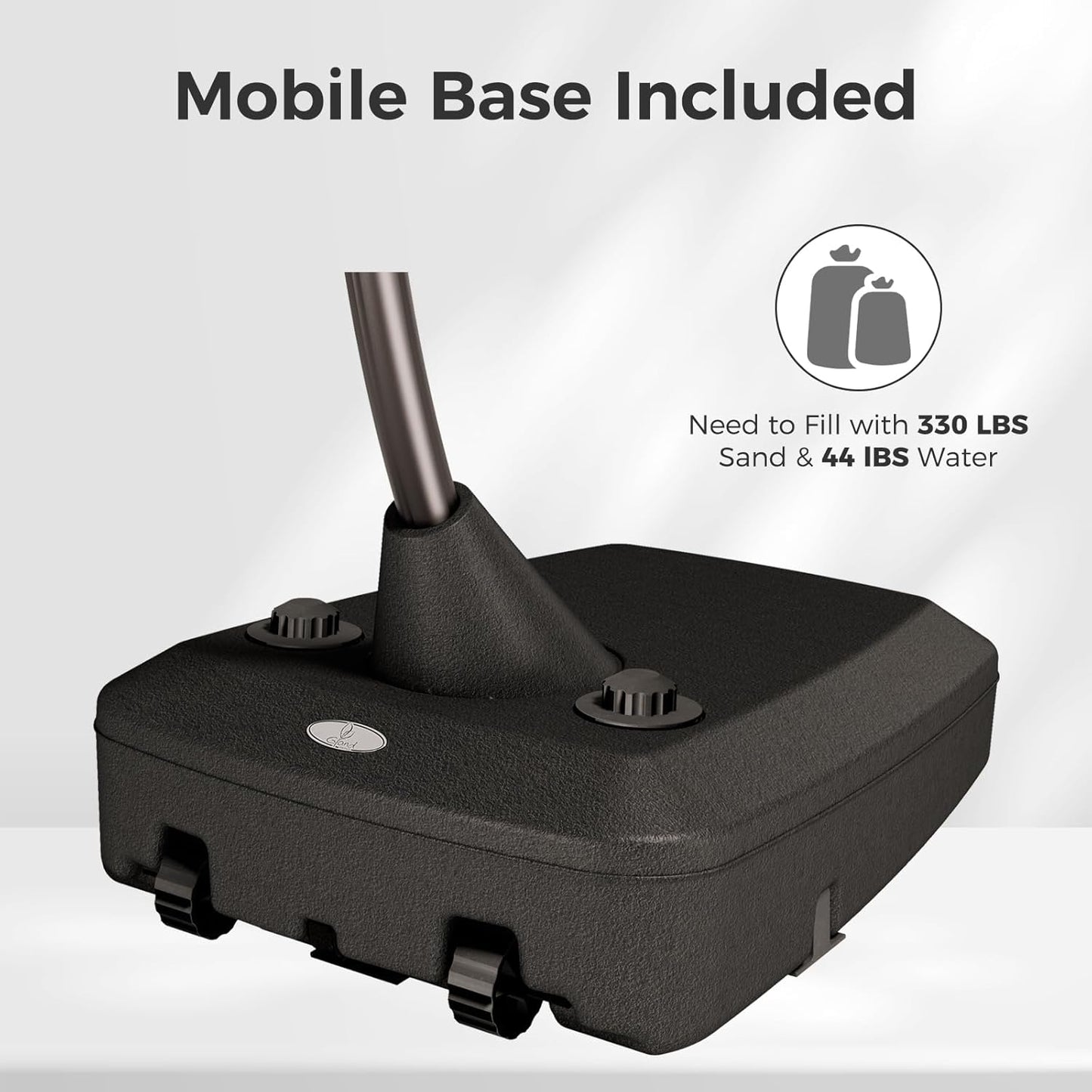 Grand patio 12 FT Sunbrella Cantilever Umbrella with Base Outdoor Aluminum Offset Umbrella with Tilt Adjustment (Flax, 12 FT-SUNBRELLA)