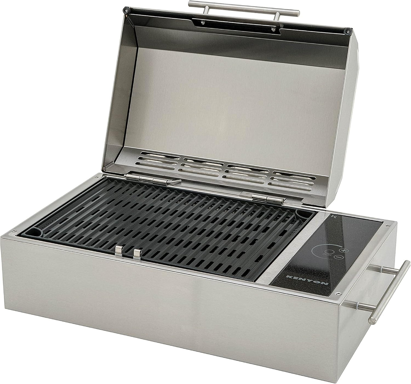 Kenyon Frontier Portable Electric Grill, Waterproof Digital Touch Control, UL-Approved For Indoor And Outdoor Use, Stainless Steel, Rust-Proof Grill, Quick Heat Up, Dishwasher Safe, 120V