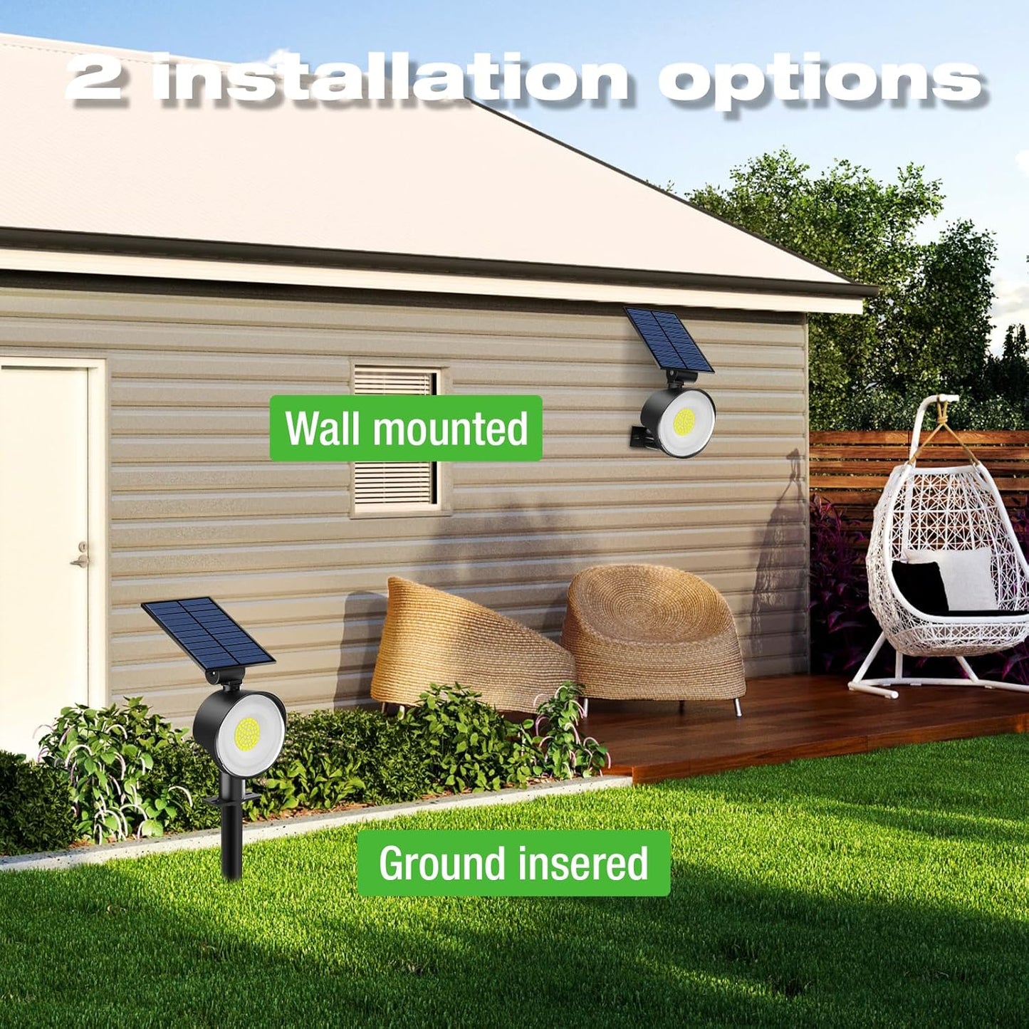 nipify 1 Pack Solar Spot Lights Outdoor Waterproof with 3 Modes, Solar Spotlight Light for Outside Yard Landscape Lighting Pathway Lights Wall,Warm White