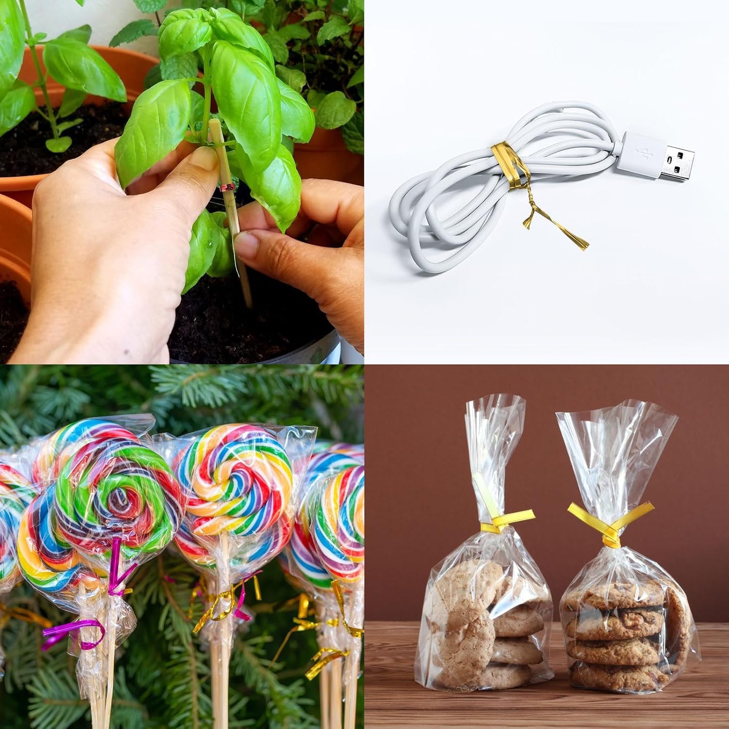 HARFINGTON 800pcs Bag Twist Ties 6" Reusable Plastic Metallic Twist Ties Wire Cable Ties for Party Bread Candy Cake, Black