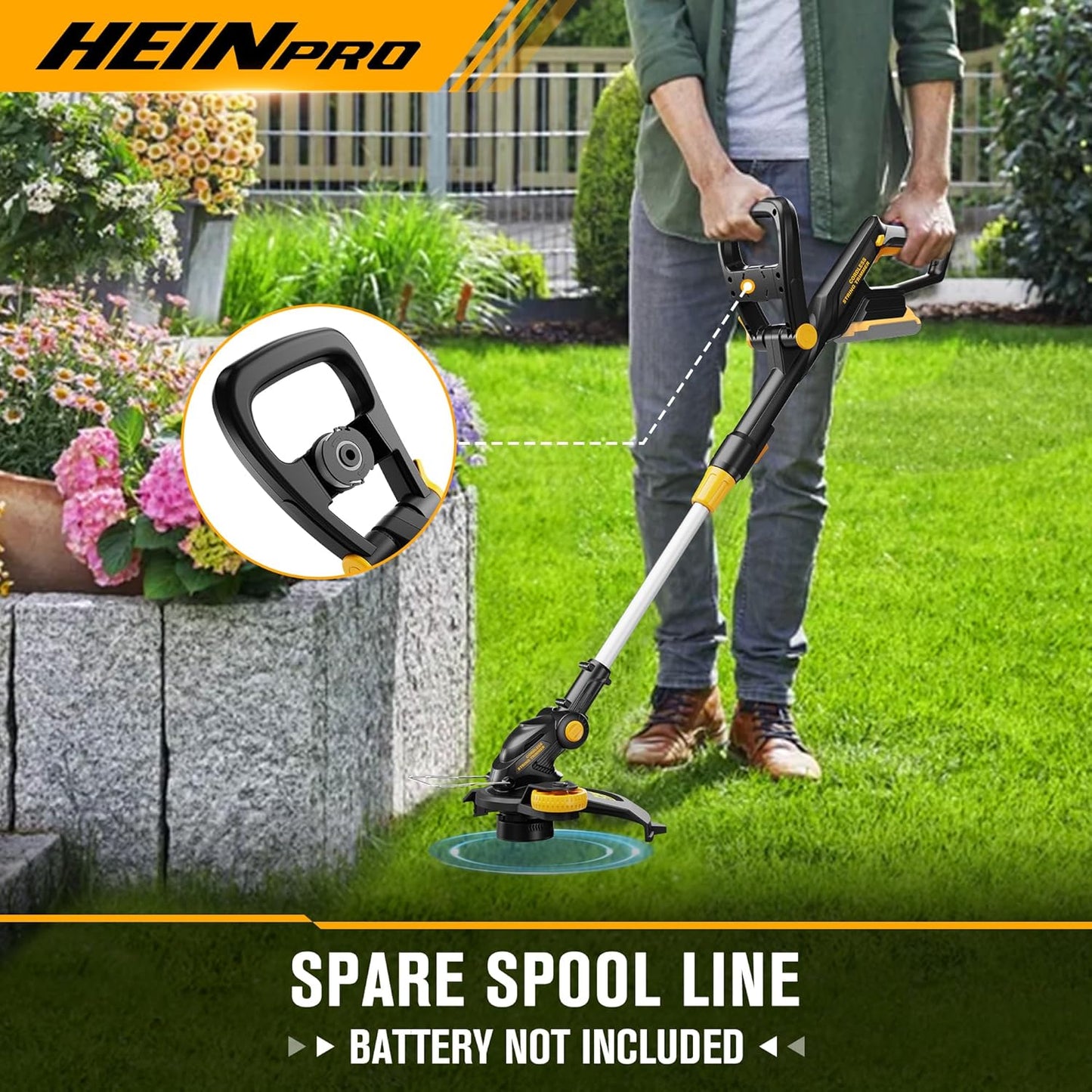 Cordless String Trimmer Compatible with Dewalt 20V Battery, 12-Inch Weed Wacker Cordless Auto Line Feed,Electric Weed Eater Battery Powered Grass Trimmer w/6 Line Spools(Tool Only)