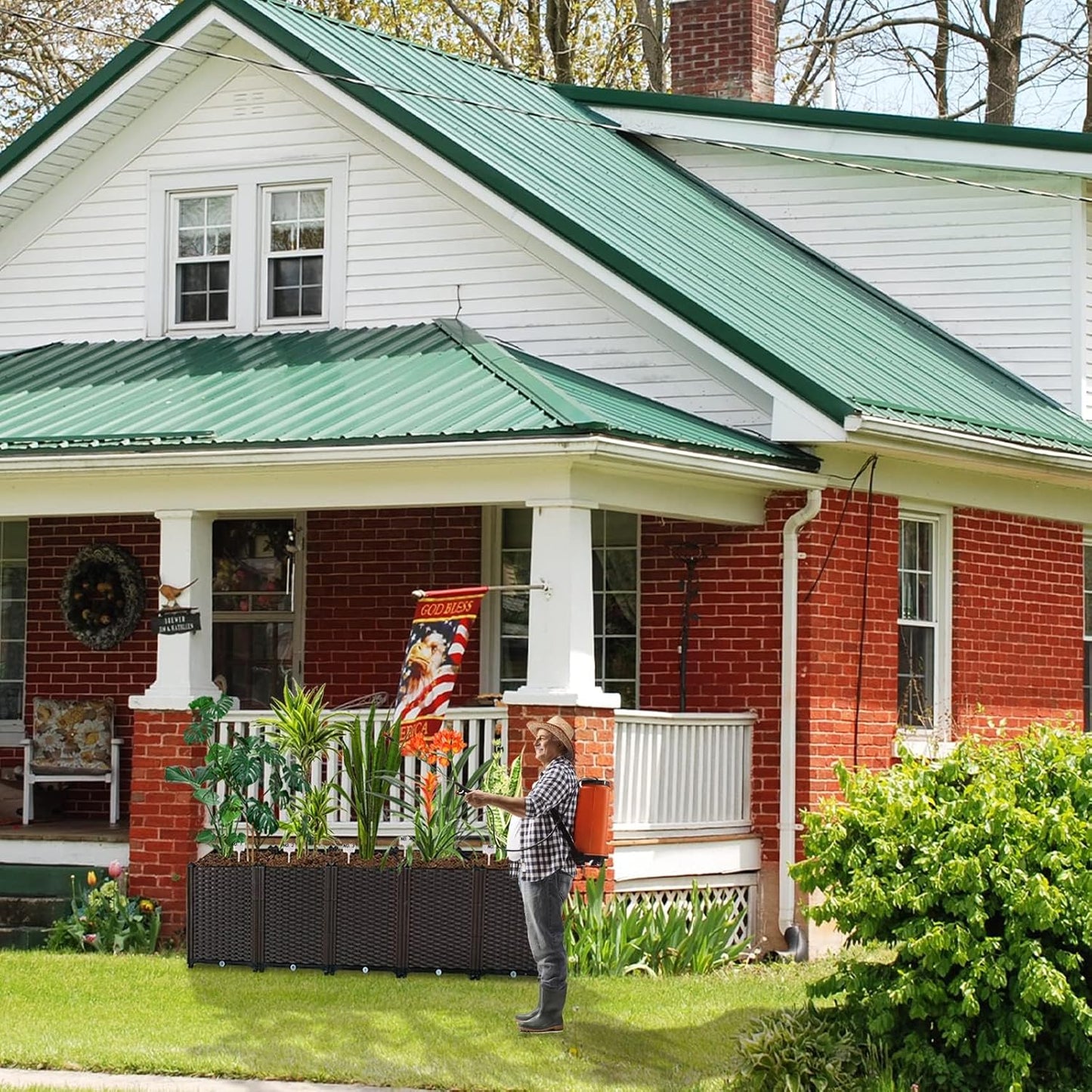 Large planters for Outdoor Plants Garden Box with Drain Outlet Polypropylene Raised Beds for Gardening Heat and Frost Resistance Flower pots, for Vegetables/Herbs, Patio-Balcony-Backyard