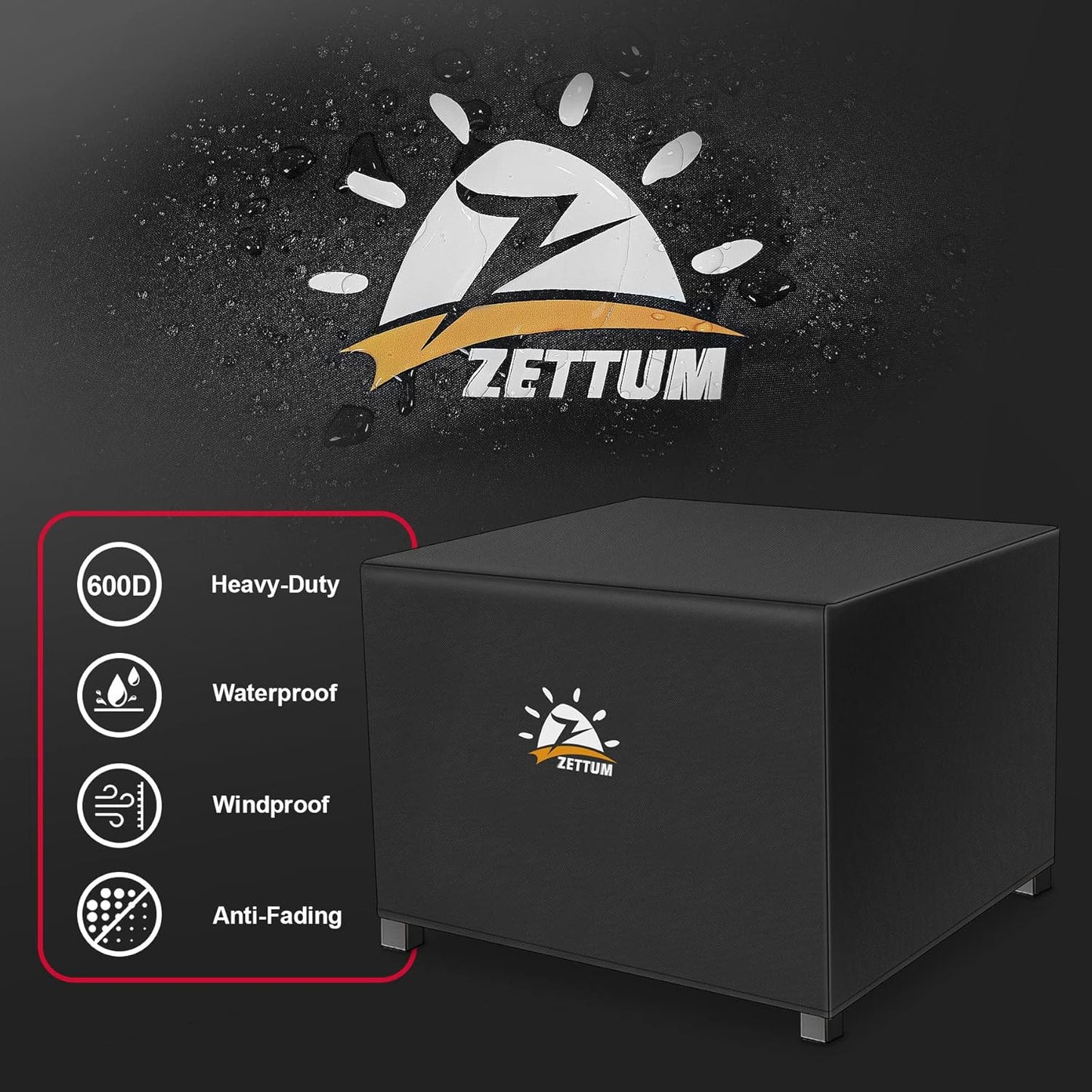 Fire Pit Cover Square 36 Inch - Outdoor Firepit Cover Heavy Duty & Waterproof, 600D Patio Fire Table Cover Gas Fire Pit Accessories Fit 34" Yaheetech Firepit - 36 x 36 x 20 Inch