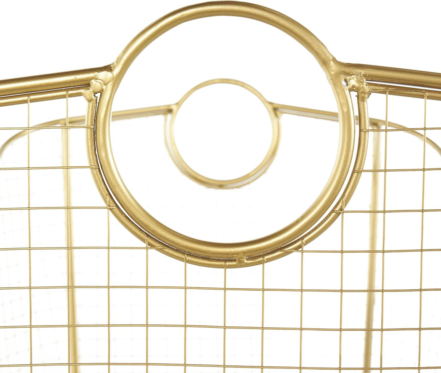 Deco 79 Metal Geometric Decorative and Functional Storage Basket Wire Grid Basket Organizer with Curved Edges Ring Handles, Basket for Storage 30" x 20" x 20", Gold