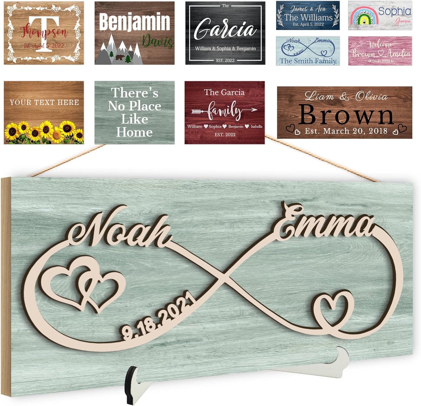 Custom Wood Sign Prsonalized Text Business 3D Home Decor, Personalized Rustic Plaque Board Hanging Wooden Name Sign for Wall Art, Customized Signs Plank Decoration Gifts for Wedding Family Farmhouse Kitchen, Rectangle