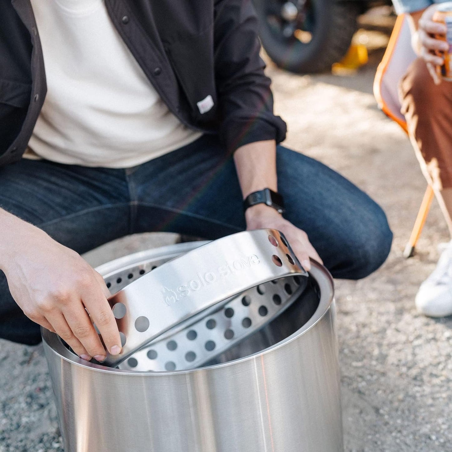 Solo Stove Ranger Essential Bundle | Ideal for 2–4 People | Smokeless Wood Burning Fire Pit with Stand, Lid & Ash Pan | Portable Outdoor Camping Stove, Stainless Steel, 15.25" H x 15" D