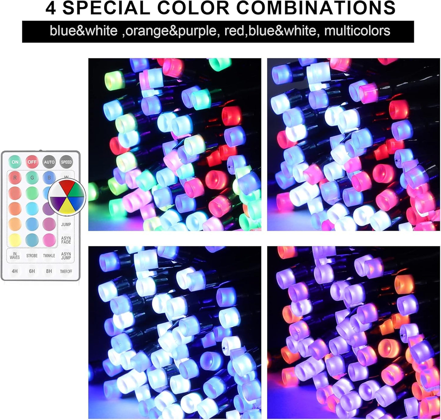 weillsnow Color Changing Christmas Lights, 66ft 200 LED RGB String Lights with Remote & Timer, Fairy Lights for Indoor Outdoor Xmas Tree Party Wedding Christmas Decorations