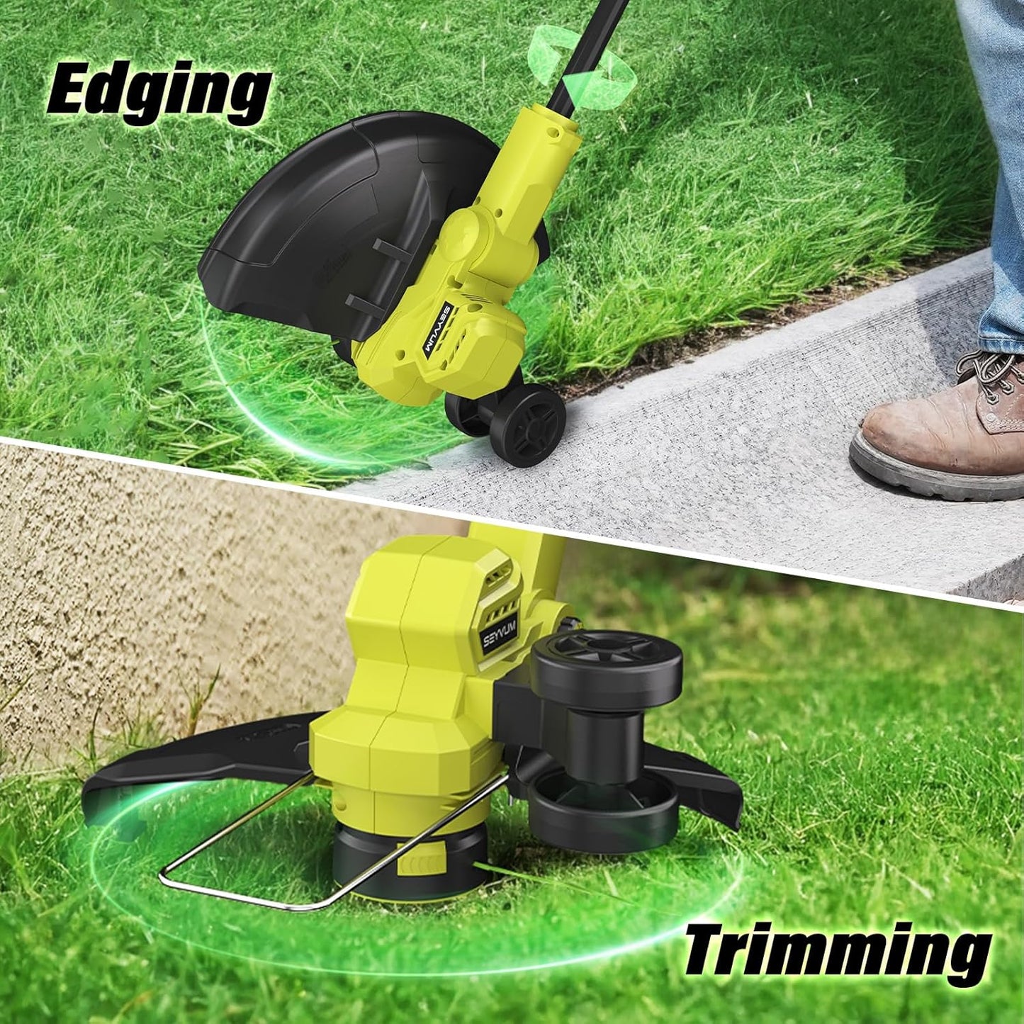 SEYVUM 20V String Trimmer and Leaf Blower Combo Kit, 12-inch Cordless Weed Trimmer with 6 Pcs Grass Cutter Spool Line, 500 CFM Electric Leaf Blower for Lawn Care with 2 X 4.0Ah Battery and Charger