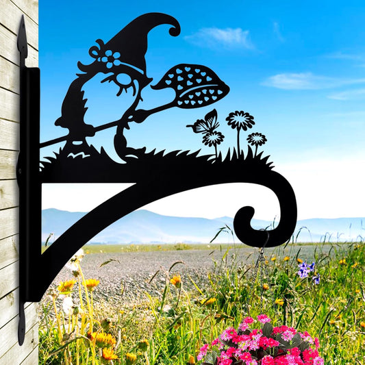 Plant Hangers Outdoor Heavy Duty Iron Decorative Gnome Silhouette Pot Hangers for Plants 11 inch Hanging Plant Bracket Wall Plant Hanger for Bird Feeder Flower Pot Lantern Wind Chimes