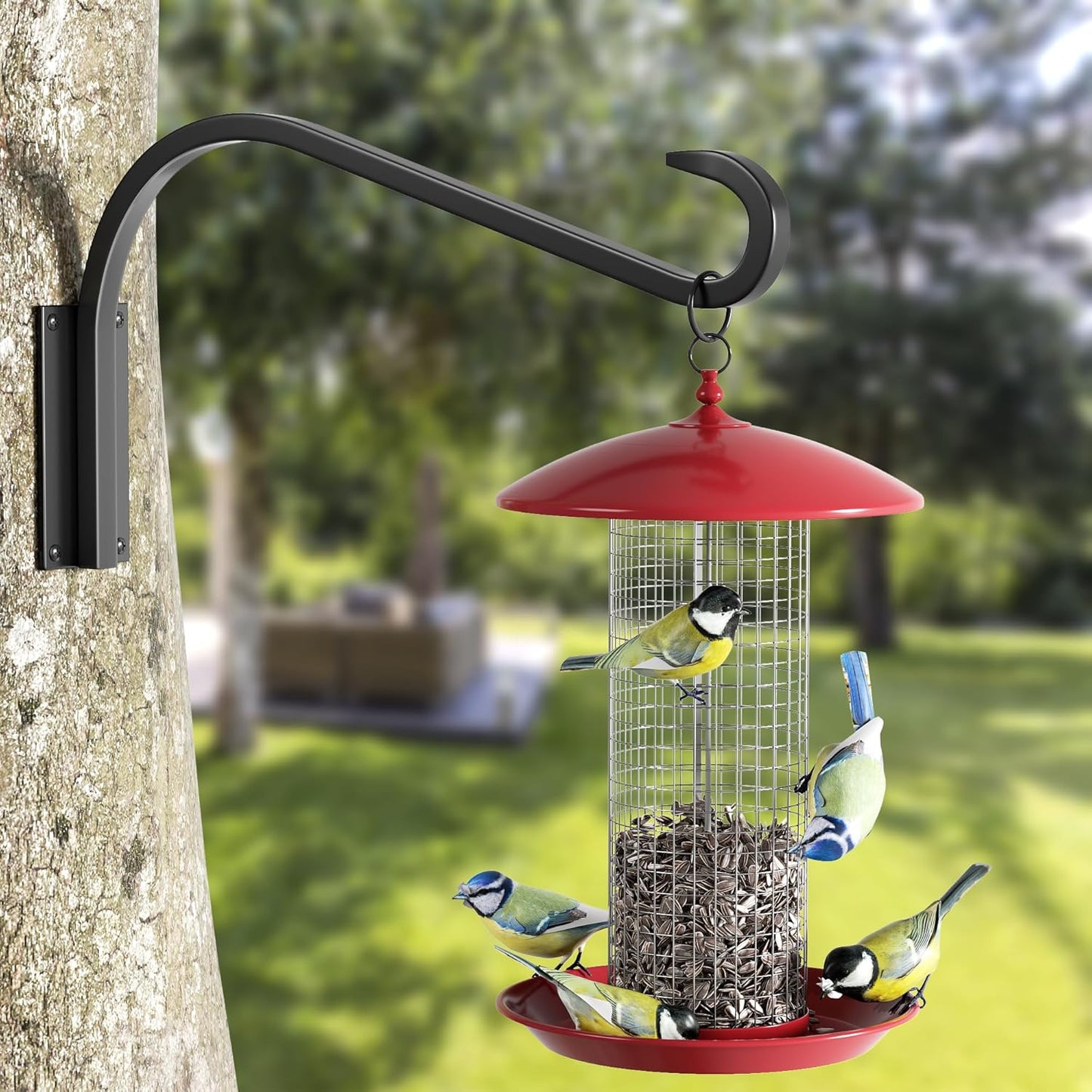 12 Inch 2 Pack Plant Hangers for Indoor/Outdoor Wall Mount - Heavy Duty Hanging Plant Holder & Bird Feeder Hooks, Decorative Black Metal Wall Hangers for Plants, Flower Baskets