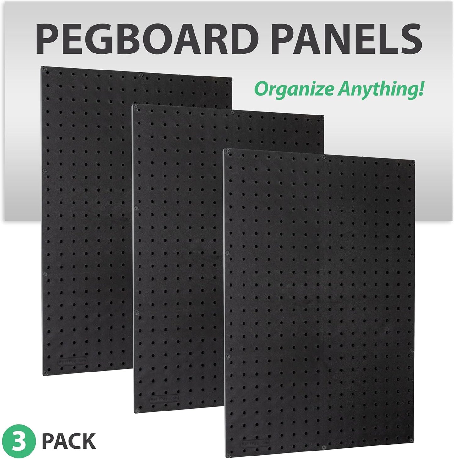 WallPeg 24" x 48" Pegboard Wall Organizer - Kit (PK-312-B) Peg Board Organizer Accessories for Garage pegboard Storage, Tool & Craft Organization with Pegboard. Hooks, and Peg Board Bins