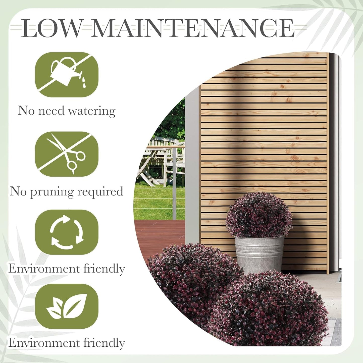 Yunlly 4 Pack 18" Artificial Boxwood Ball Bush Topiary Trees Fake Outdoor Plants, Realistic UV Resistance Faux Shrubs with Spike Greenery Topiary for Front Porch Garden Yard Patio Indoor (Dark Purple)