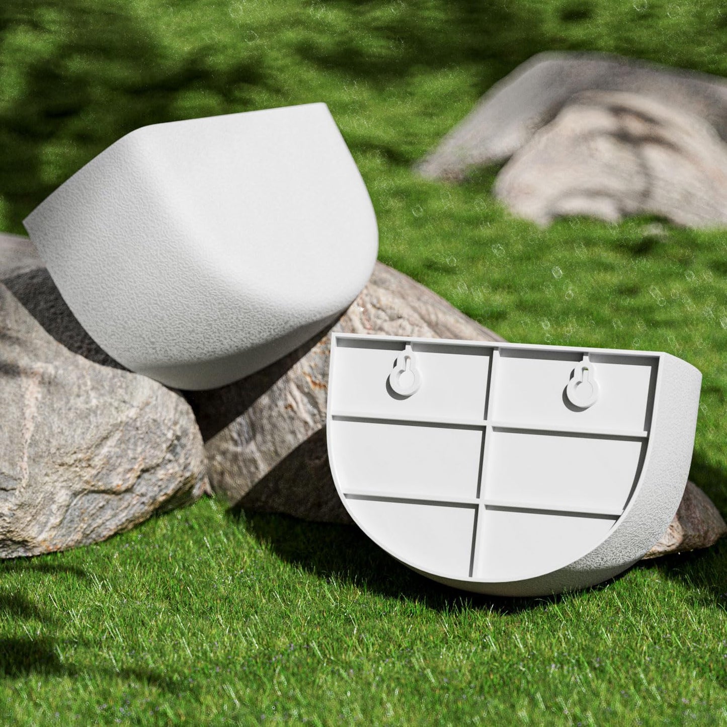 2 Pack Wall Hanging Planter Pots for Indoor and Outdoor Plants, 7 Inch Half-Moon-Shaped Plastic Wall Planter, Wall Mounted Succulent Planters (White)