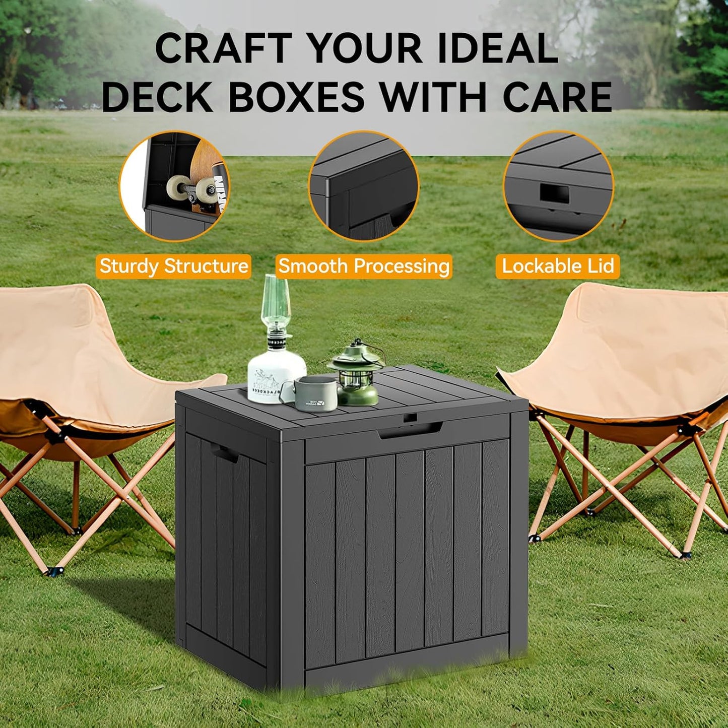 KAMABOKO 32 Gallon Outdoor Storage Box 2 Pack All-Weather Deck Box for Patio Furniture, Package Deliveries, Garden Tools, Pool Supplies & Cushions, Black