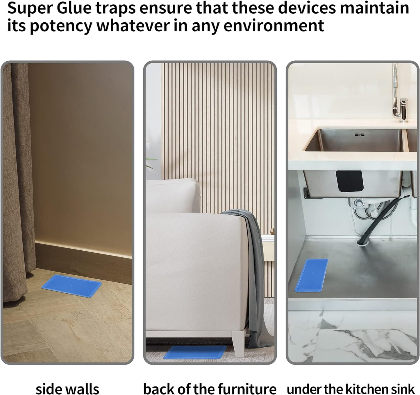 LULUCATCH Super Glue Traps 6 Pack for Mice & Snakes, Larger, Heavier Sticky Traps with Non-Toxic Glue. Sticky Mouse Traps Indoor, Easy to Set, Pet Safe Pest Control