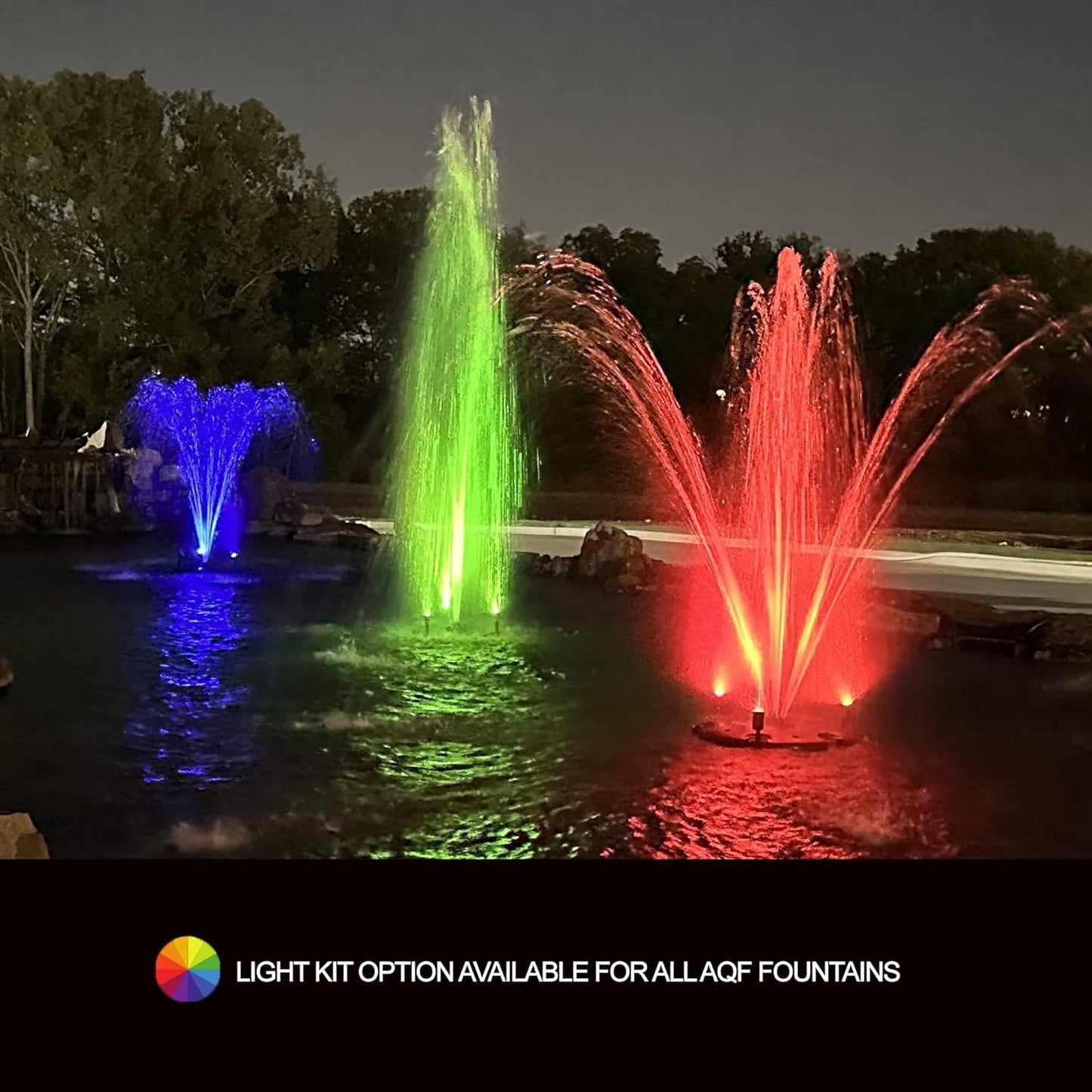 HALF OFF PONDS Floating Fountain – 1.2 HP Pond Aerator, 100' Cord – 10,000 GPH Water Pump – 11 Spray Patterns - Energy-Efficient – White LED Lights - for Large Ponds, Lakes & Water Gardens