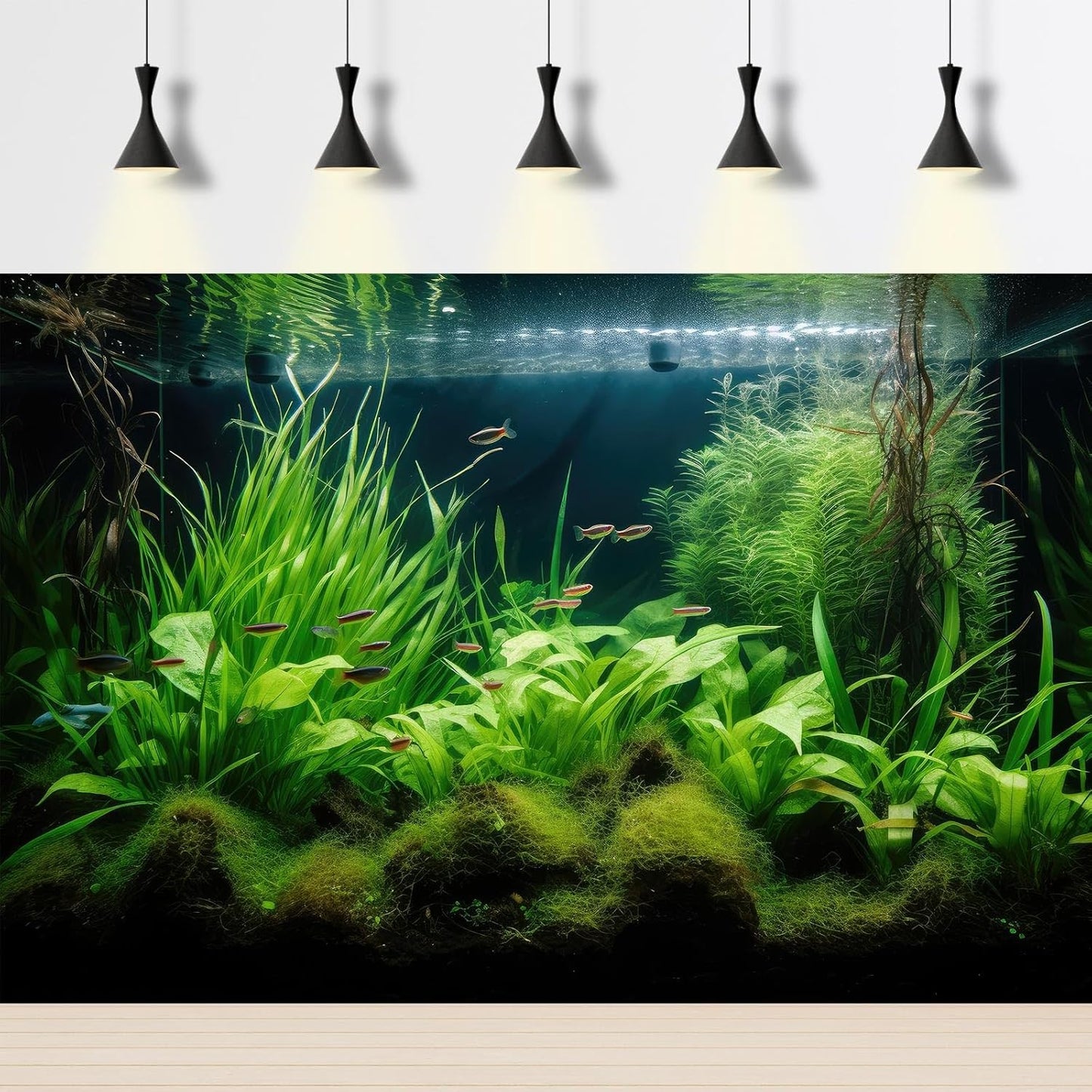 Aquarium Background Diverse Aquatic Plants Seagrasses Terrarium Background Redwood Root Lush Green Underwater Plants Tropical Style Fish Tank Background Under The Sea Aquarium Backdrop Vinyl 72x18in