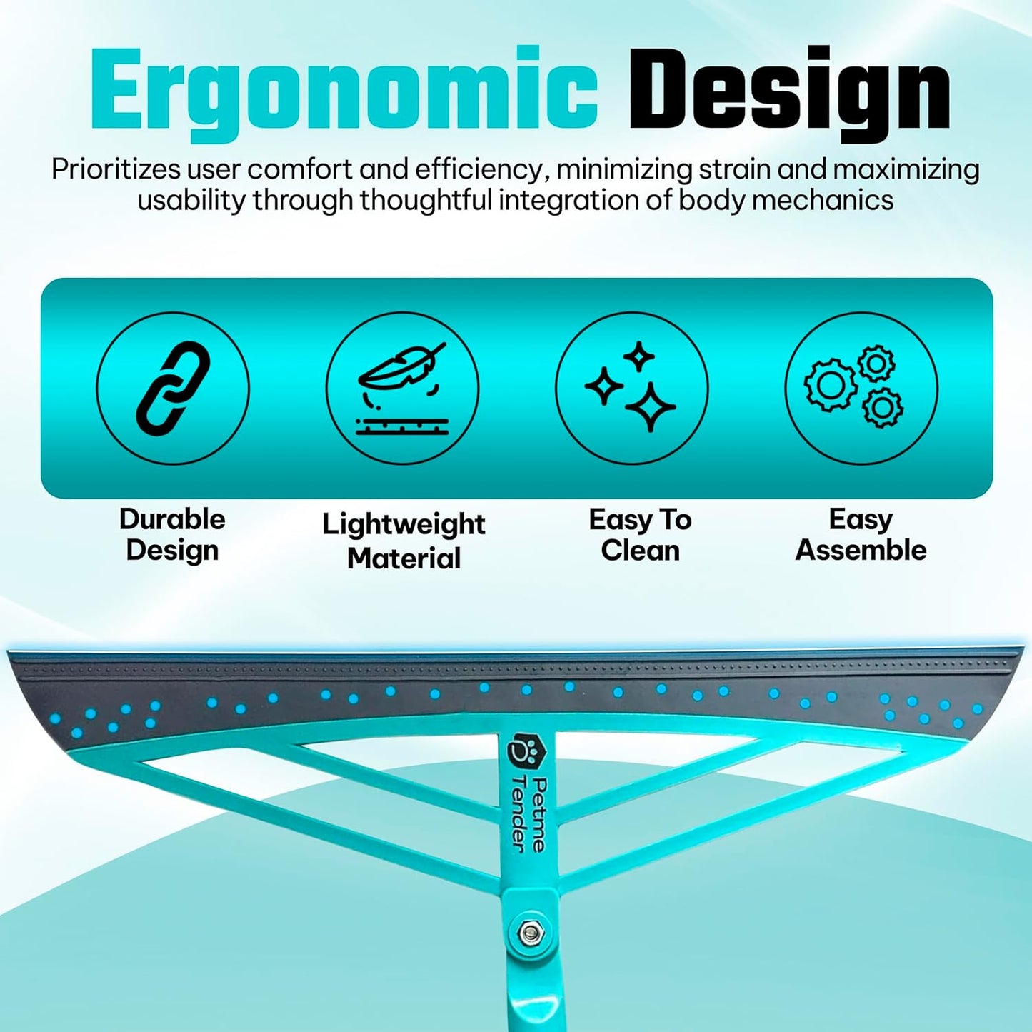 Magic Broom Squeegee Dog Pet Hair Remover, Rotatable, Height Adjustment - Silicone Broom Pet Hair Remover for All-Surfaces Hardwood Floors, Rugs, Tile, Glass, Liquid-Dirt with 50" Handle