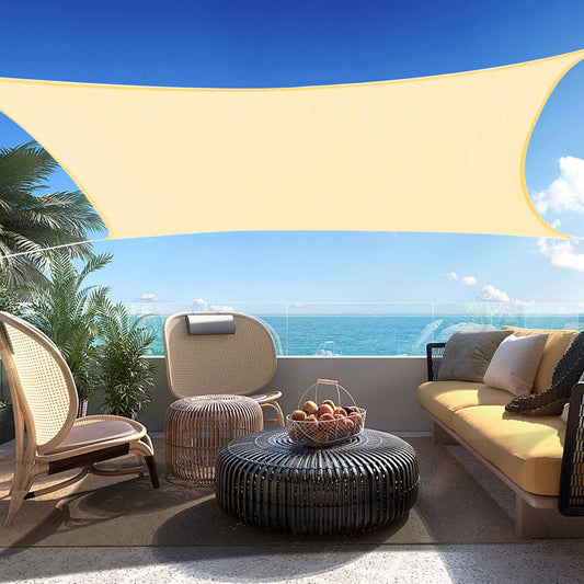 10' x 19' Beige Rectangle Sun Shade Sail SSP1212 Canopy Durable Fabric UV Block Awning,We Make Custom Orders