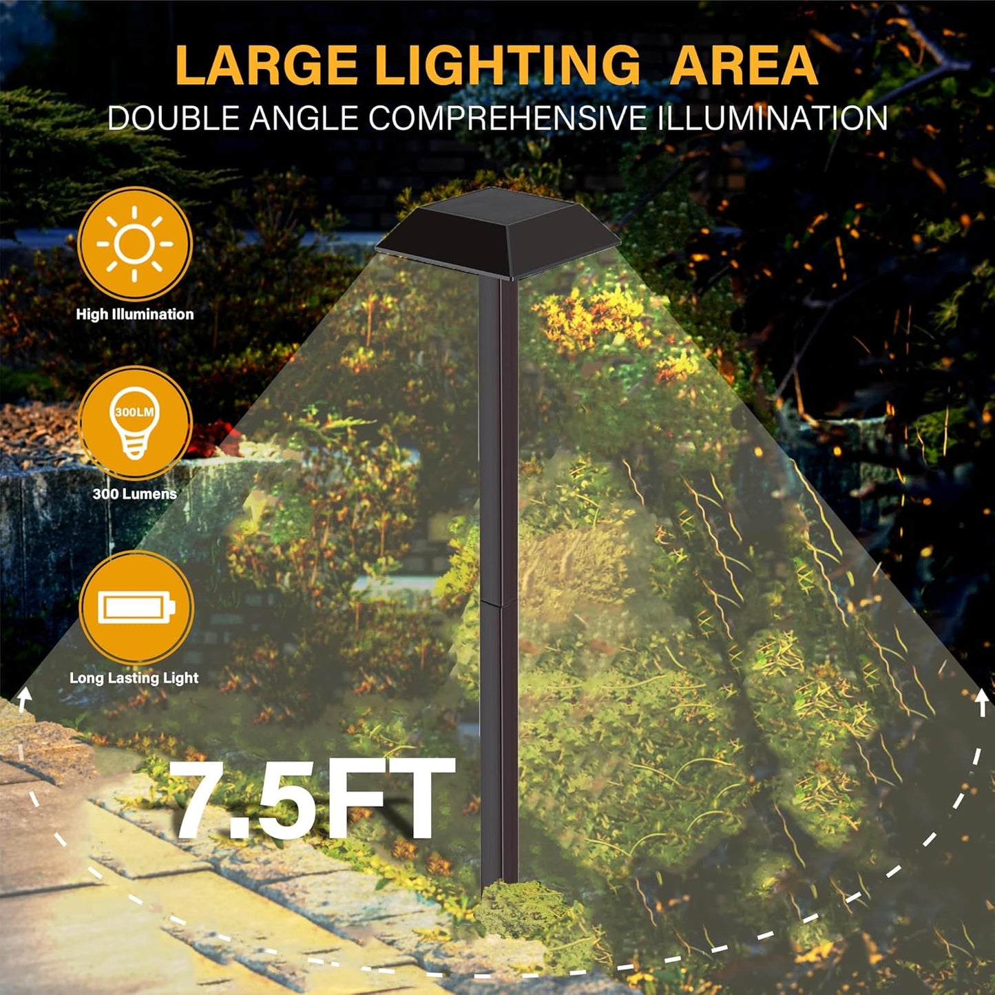 Bobcat Solar Landscape Pathway Lights Super Bright with 2-in-1 Warm White and Daylight Modes, Solar Lights for Outdoor Path, Sidewalk, Driveway, or Walk Way, Dark Brown(4 Pack)