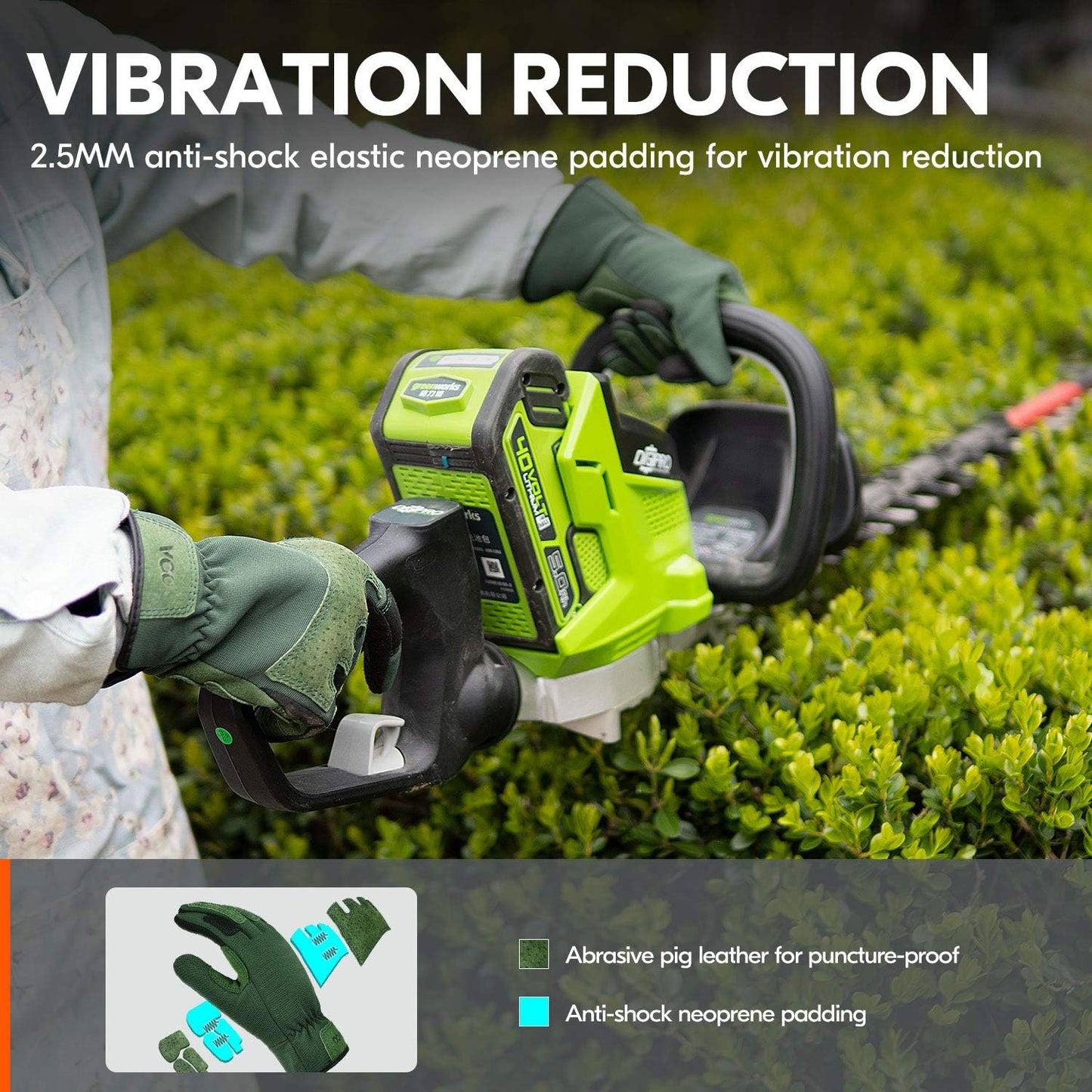 Vgo... 1-Pair Ladies' Synthetic Leather Gardening Gloves, Puncture-proof, Thornproof, Durability & Anti-shock Work Gloves, Touchscreen (Size L, Green, SL7471)