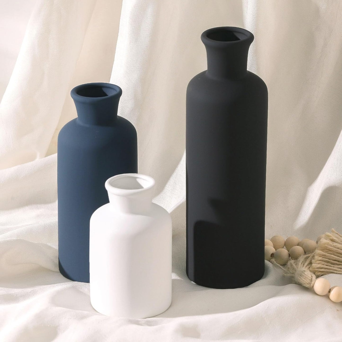 Ceramic Vase Set of 3, Neutral Modern Vases Home Decor Boho Vases Farmhouse Decor Flowers Pampas Vase for Table Mantel Entryway Shelf Living Room Kitchen Bathroom - Mutlicolor