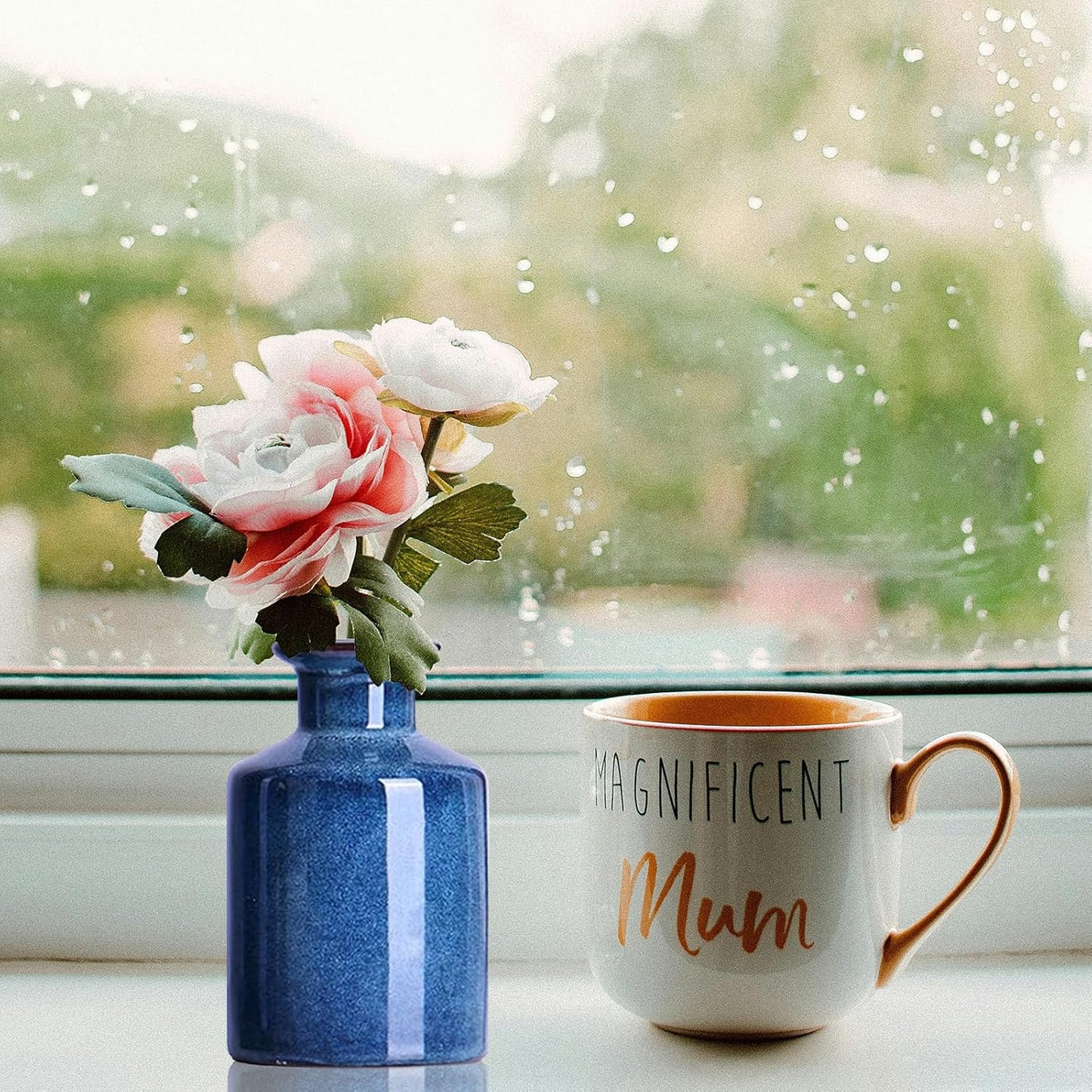 Blue Ceramic Vase Set of 3,Home Decorative Flower Vase,Small vase Set for Farmhouse Living Room Bedroom Tabletop Decor,Office Bookshelf Centerpiece Entrance Decoration