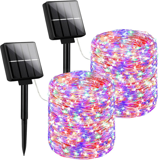 Brightever Outdoor Solar String Lights Waterproof, 2-Pack Total 80FT 200LED Solar Fairy Lights for Outside with 8 Lighting Modes, Solar Twinkle Lights for Yard, Christmas, Party (Multicolor)