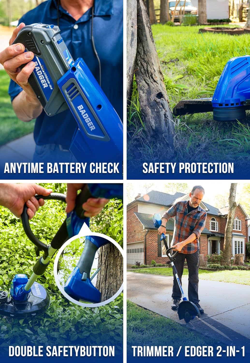 WILD BADGER POWER Weed Wacker 40V 13'' Cordless 2 in 1 String Trimmer/Edger with Auto Feed, 2.0Ah Battery and Charger, 2 Pack Trimmer Line