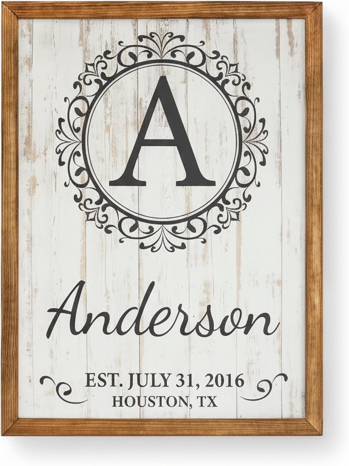 aydan's unique finds Personalized Monogram Family Name Sign - Custom Established Date Wall Art - Rustic Wooden Wedding Gift - Custom Last Name Sign for Home Decor