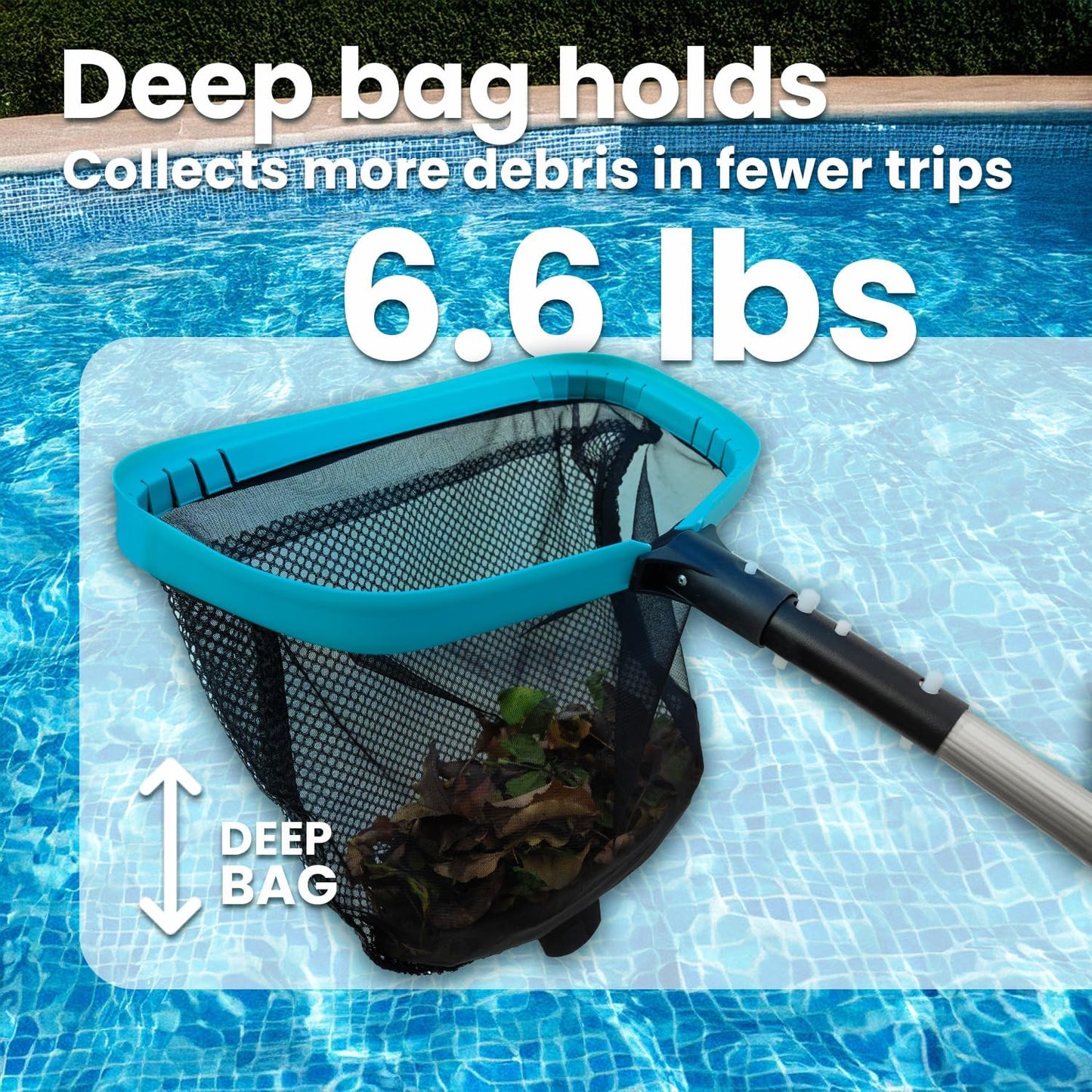 XtremepowerUS 17" Wide Pool Net, Professional Swimming Pool Leaf Skimmer Nets for Cleaning Double-Layer Deep Net Easy Scoop Edge,Debris Pickup