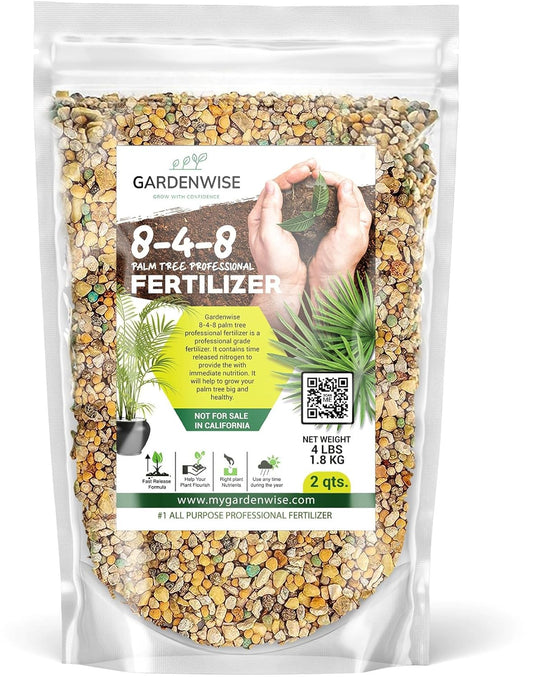 8-4-8 Professional Palm Tree Fertilizer Plant Food; for Indoor Potted Plants and Outdoor Landscape Palm Trees; Quick-Release Nitrogen Fertilizer and Continuous Feeding (2 QUARTS)