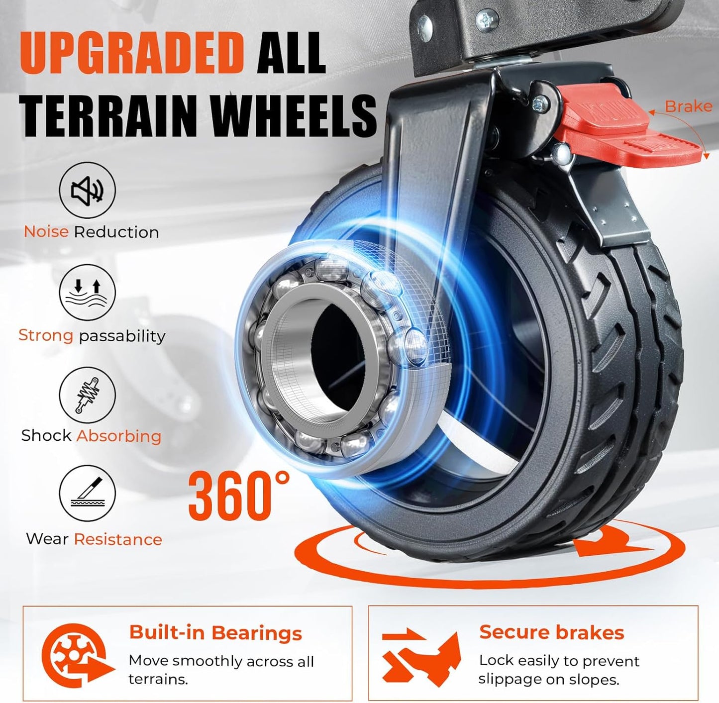 Overmont Collapsible Wagon Cart with Wheels - 180L Foldable Heavy Duty Wagon with Big All-Terrain Wheels - 330Lbs Weight Capacity with Side Pockets for Camping Sports Garden Grocery Shopping Black