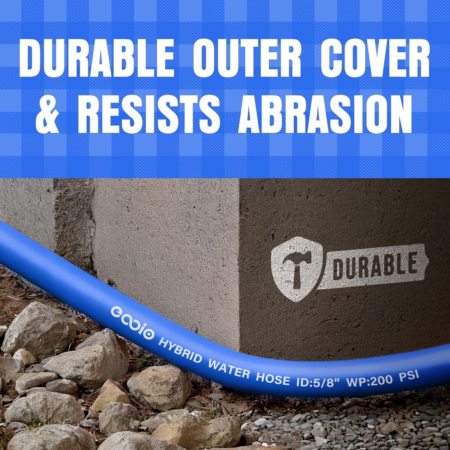 Heavy Duty Garden Hose 50 ft, Non-Expanding Flexible Water Hose, Kink Resistant Lightweight Hybrid Hose, Leakproof Hose Male to Female Fittings