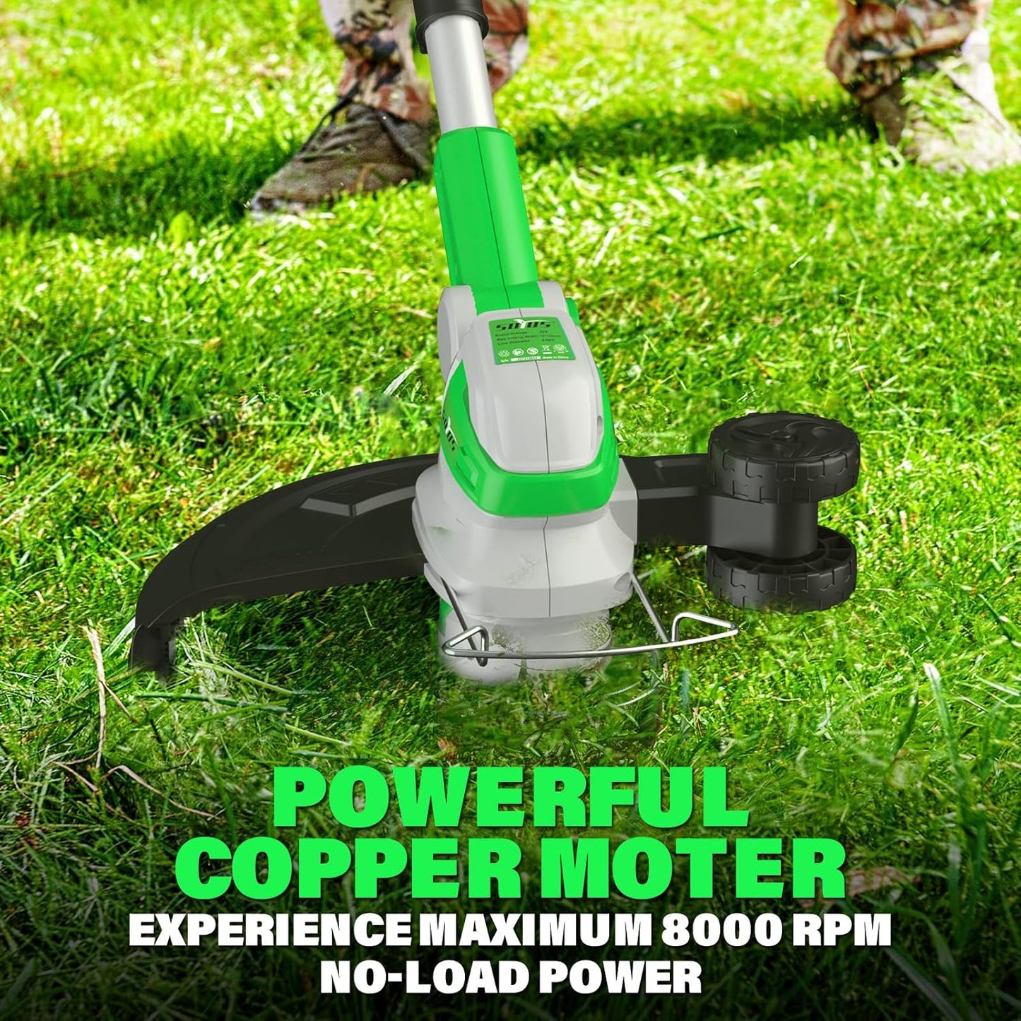 SOYUS 20V Cordless Electric Weed Wacker, 12 Inch String Trimmer Battery Powered with 2X 2.0 Ah Battery and 8 Pack Replacement Spools, Lightweight Grass Trimmer for Yard Work